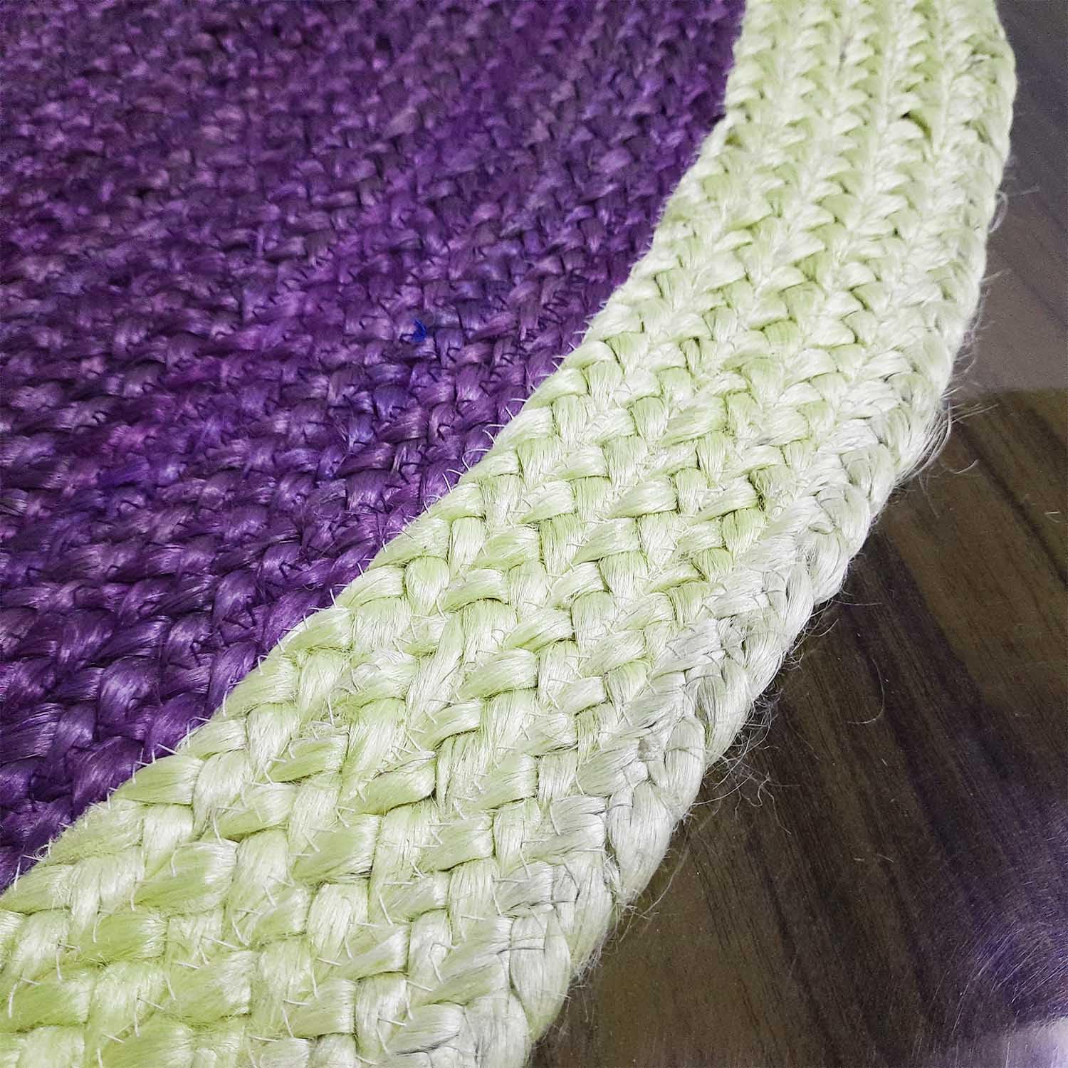 Agro Richer Tapijt jute paars kleurstof & witte kleurstof rand ronde vorm tapijten voor woonkamer tapijt binnen en buiten, hal, keuken, eetkamer (270 x 270 cm (9x9 voet