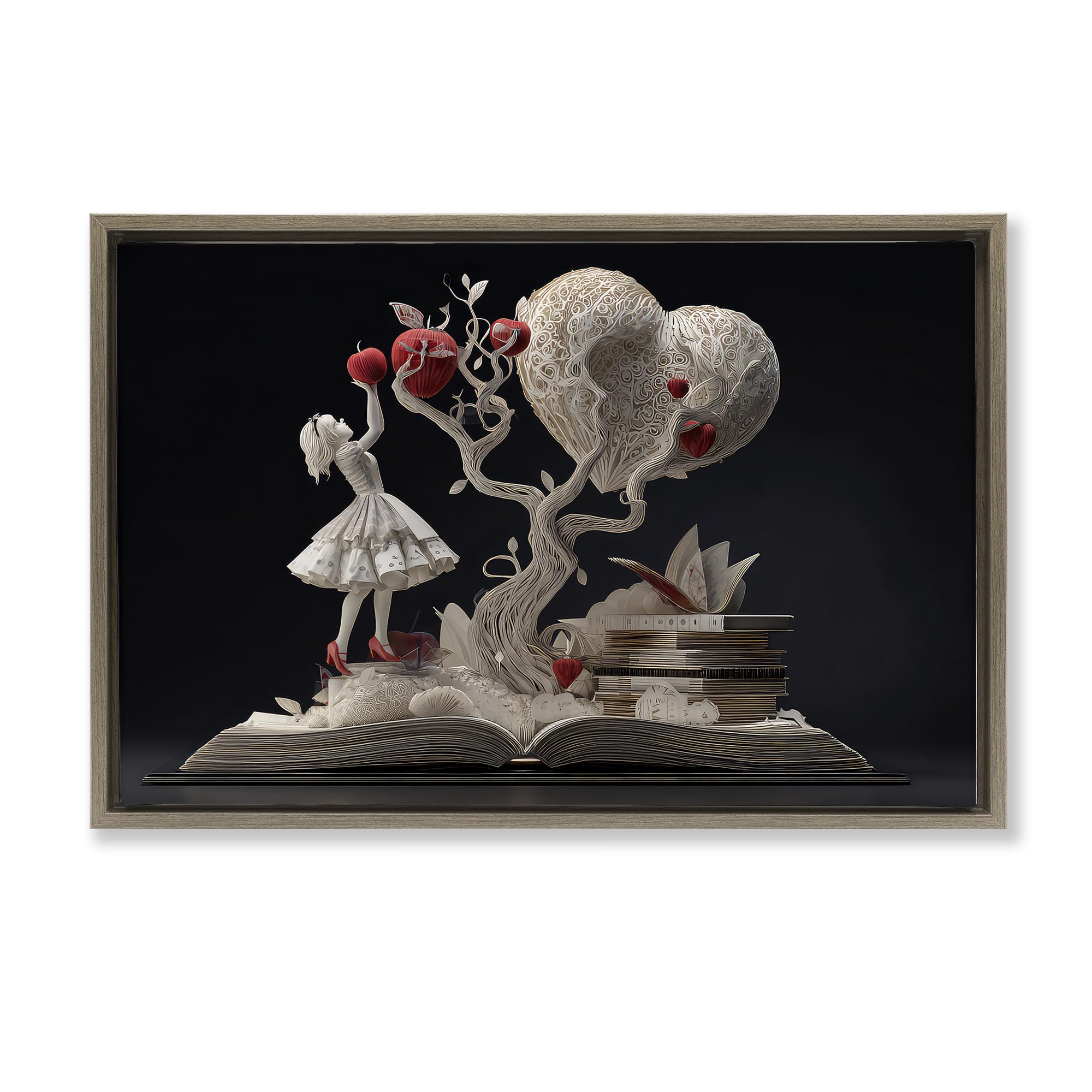 Stupell Industries Montalcino Elm (Textured) 'Paper Sculpture Style Fairytale'| Floating Frame Canvas Art