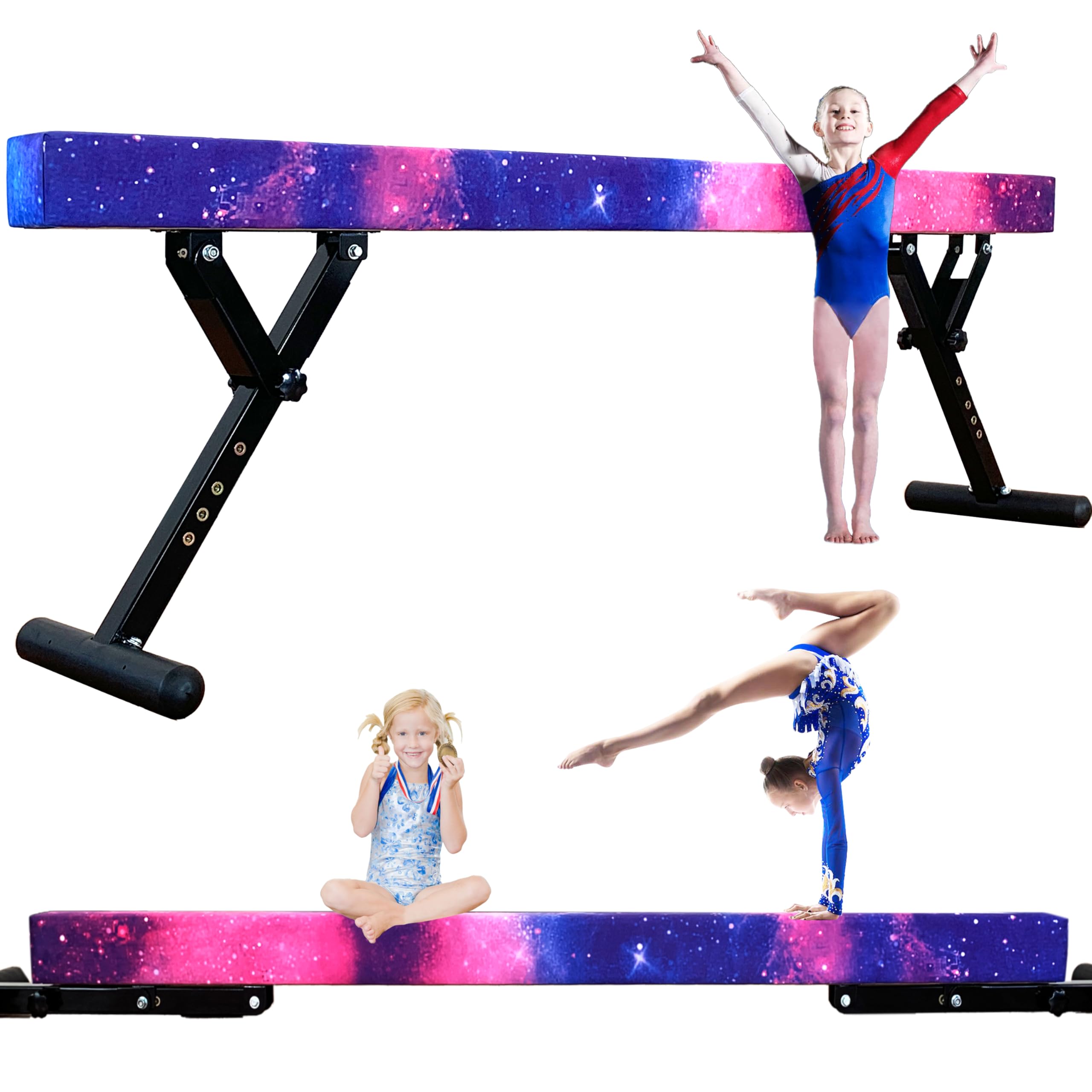 MARFULA Extra Stability Wood Folding Balance Beam Gymnastics Floor Beam for Kids/Adults Home Use