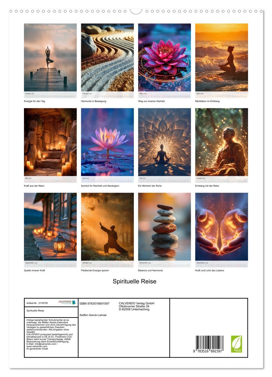 Spirituelle Reise (hochwertiger Premium Wandkalender 2026 DIN A2 hoch), Kunstdruck in Hochglanz: Mit eindrucksvollen Motiven rund um Yoga, Meditation, ... und Achtsamkeit. (CALVENDO Glaube)
