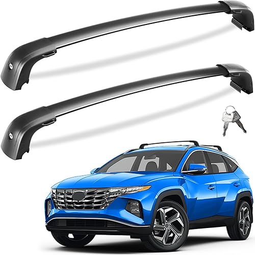Tuyoung 220lbs Lockable Roof Rack Cross Bars Compatible with Hyundai Tucson 2016-2025 SE/SEL/N Line/Limited, Heavy Duty Anti-Theft Aluminum Roof Rails Crossbars Cargo Carrier Bag Black Bike