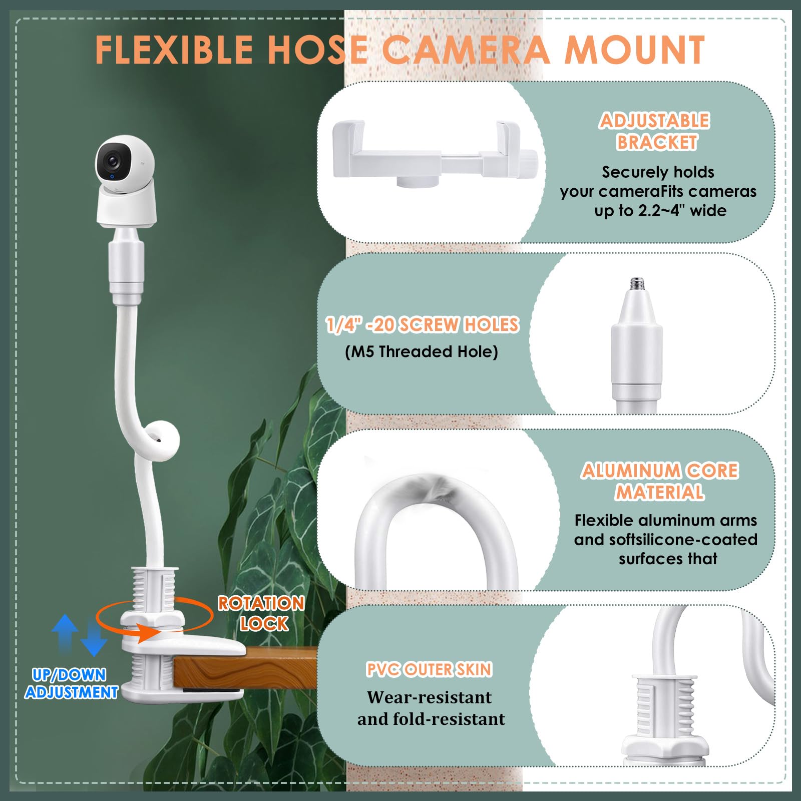 Soporte para monitor de bebé, soporte para cámara, soporte para teléfono móvil, compatible con la mayoría de monitores de bebé (estilo B) — view 3