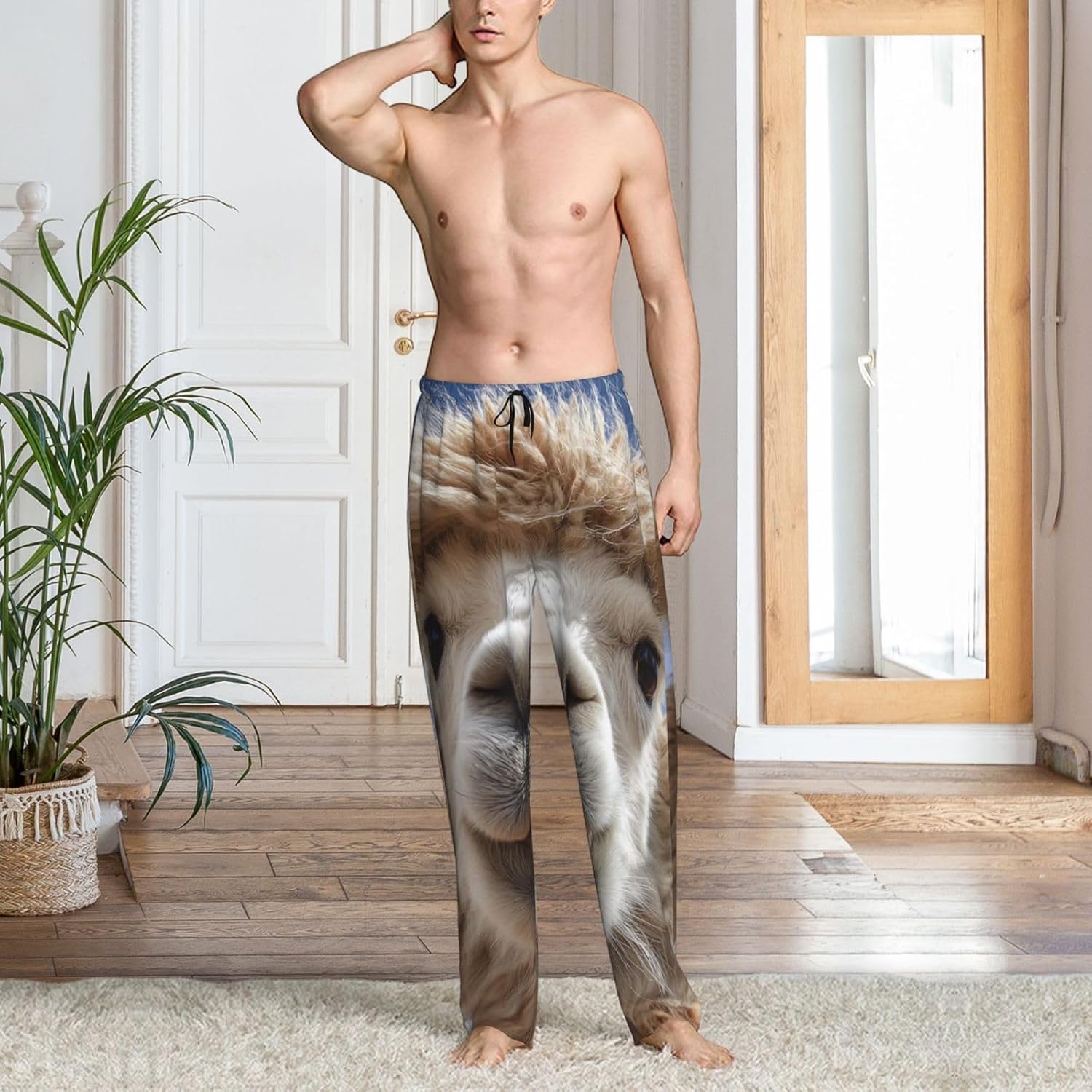 Pajama Pants for Men Soft PJ Bottoms Lounge Sleepwear Funny Alpaca Llama Sleep Pajama Bottom with Pockets