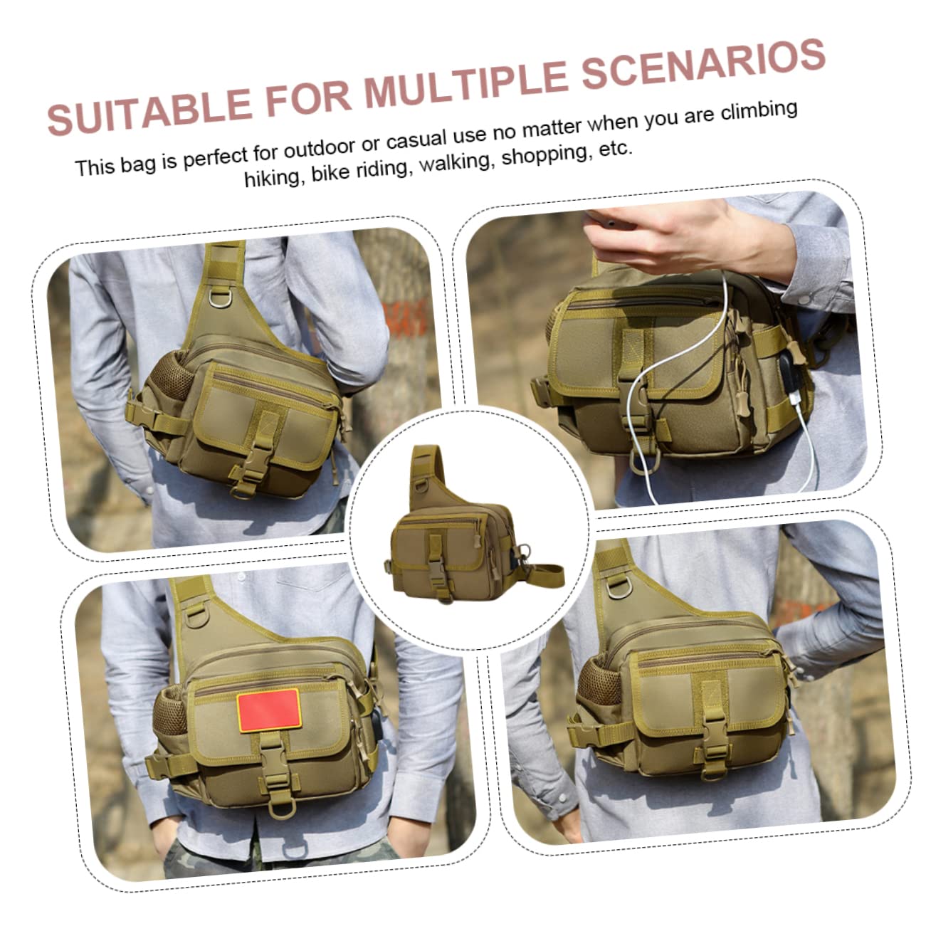 DECHOUS Borsa Tattica Portatile Borsa Tracolla Resistente All Usura Da Campeggio Cerniera Liscia e Resistente Adatta Per Escursionismo Outdoor e Attività Sportive