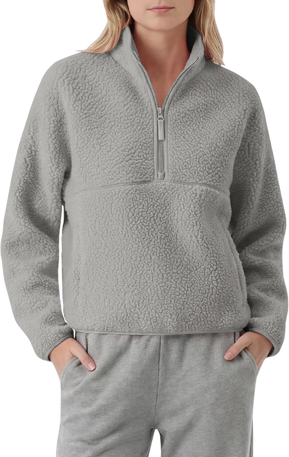 Locachy Women's Lightweight Half Zip Warm Fleece Sweatshirt Fall Winter Cozy Pullover Tops with Zipper Pockets