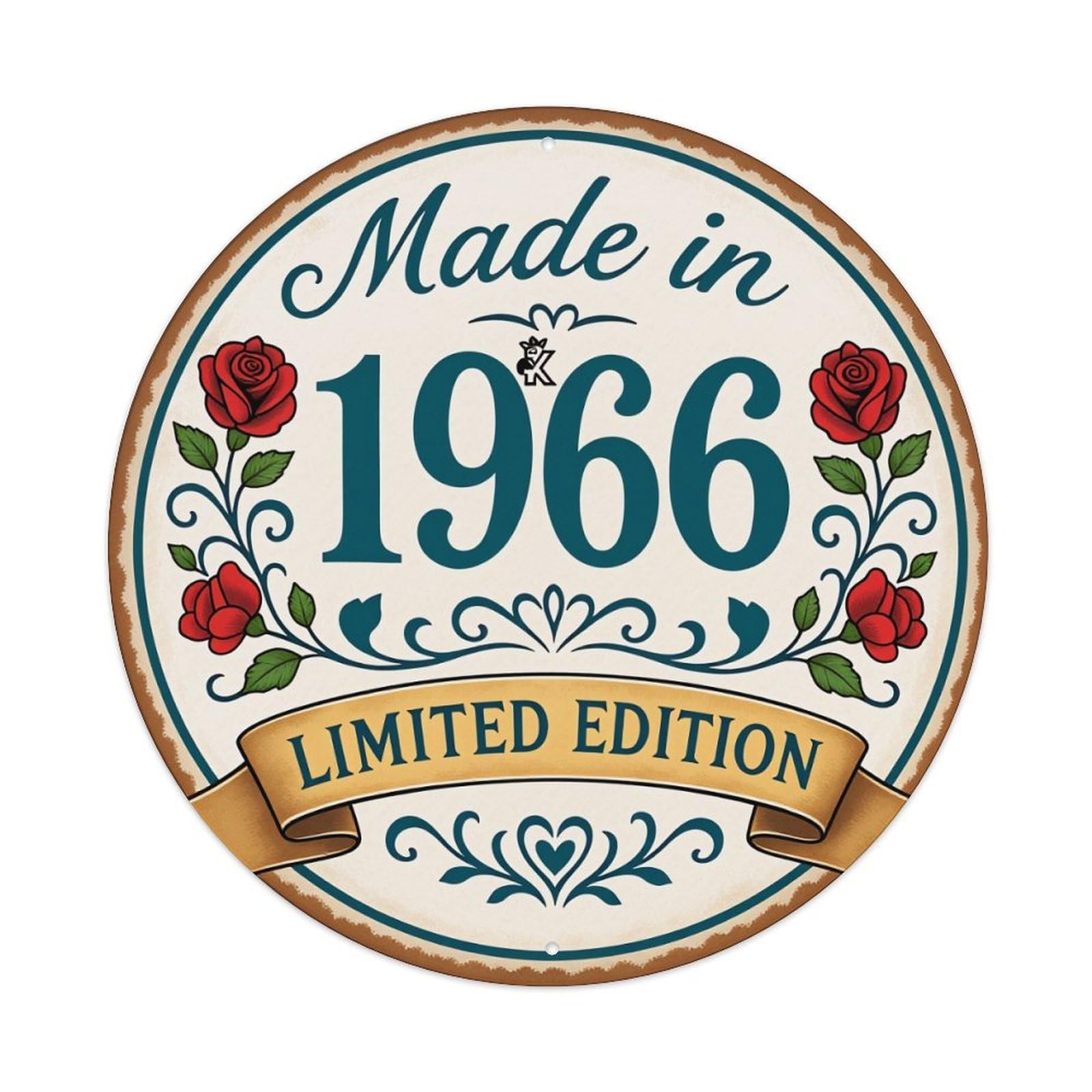 Made In 1966 Limited Edition_1 Round Tin Sign Vintage Metal Poster, Home Bar Garage Man Cave Cafe Indoor & Outdoor Wall Decoration 8x8Inches