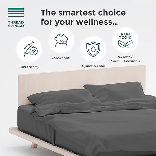 Miniatura 4 de THREAD SPREAD Juego de 2 fundas de almohada 100% de algodón orgánico, suaves y crujientes, con tejido de percal refrescante, transpirables, tamaño