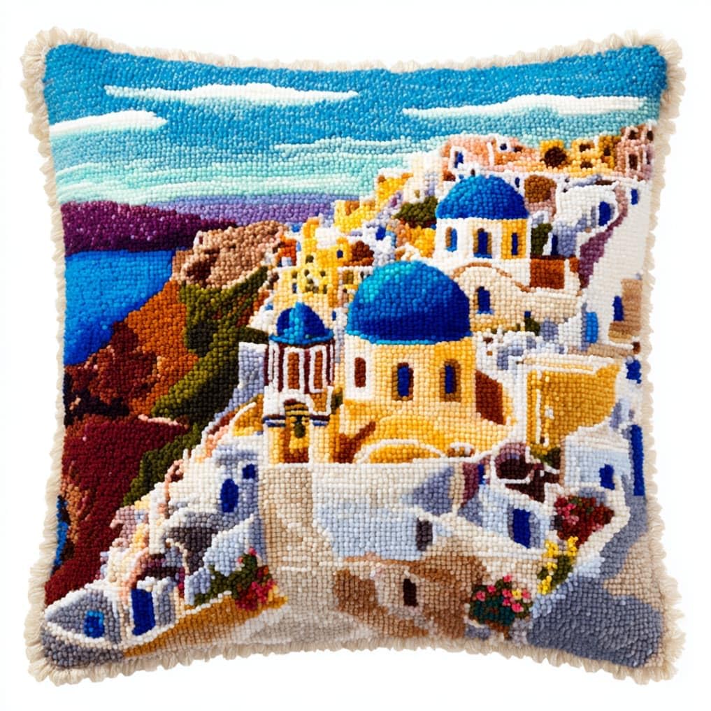 kitphoenix Latch Hook Kit Pillow Case Architecture 43Cmx43Cm