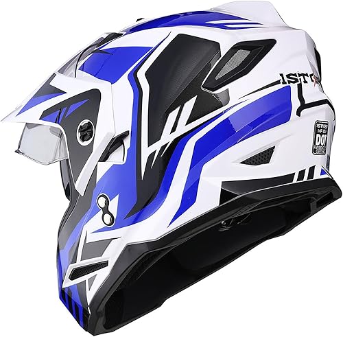 Miniatura 6 de 1Storm Casco integral de doble visera para niños, para motocicleta, motocross, todoterreno, color negro mate
