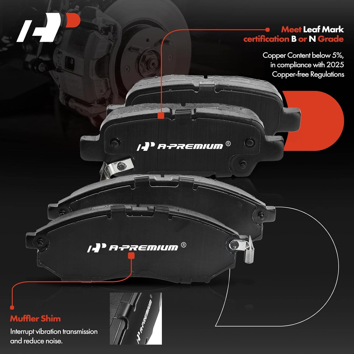 A-Premium Front and Rear Drilled and Slotted Disc Brake Rotors + Ceramic Pads Kit Compatible with Select Infiniti Models - QX70 2014, FX35 2005-2008/2011-2012, FX37 2013, FX45 2005-2008, 12-PC Set