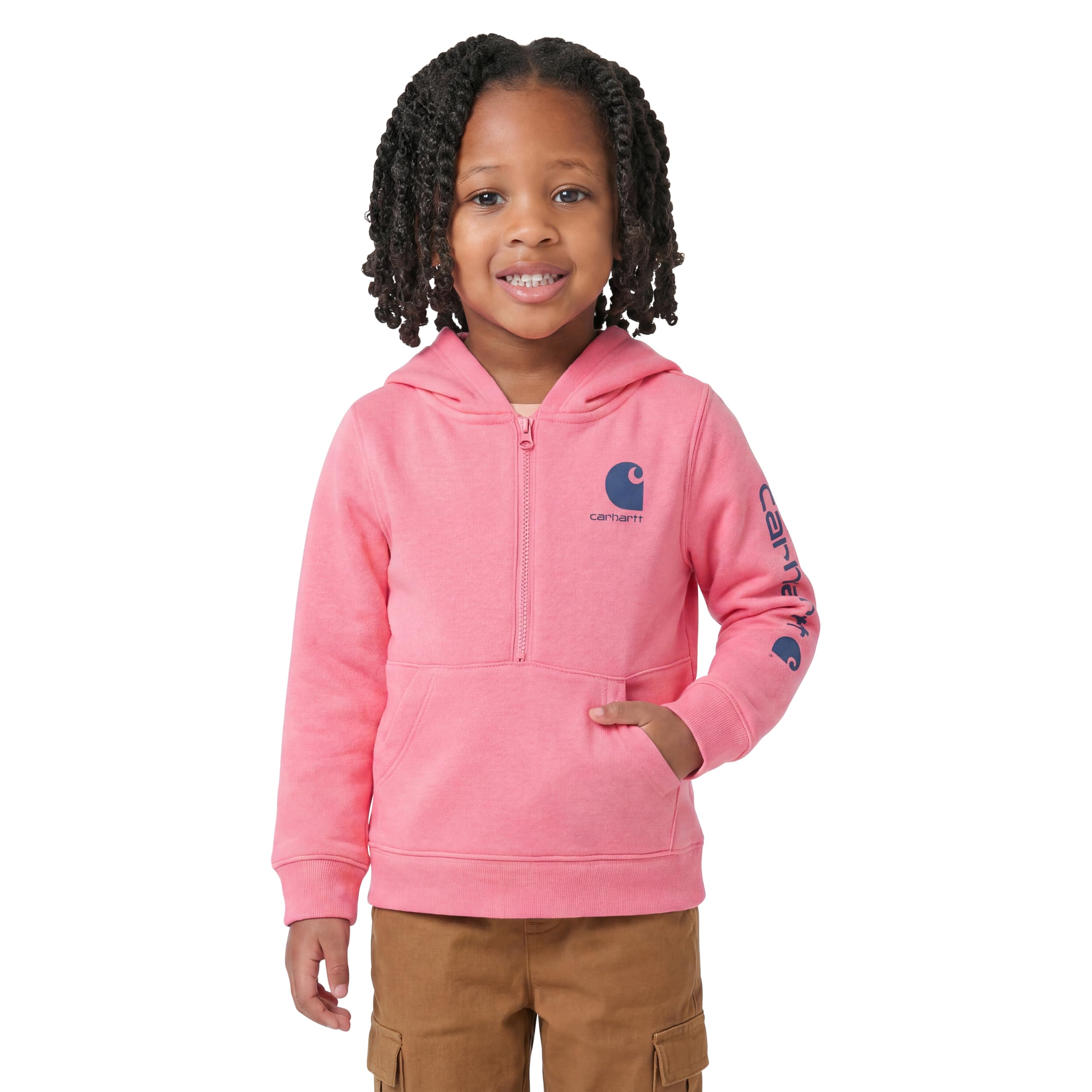 girls Long-sleeve Half-zip Hooded Sweatshirt