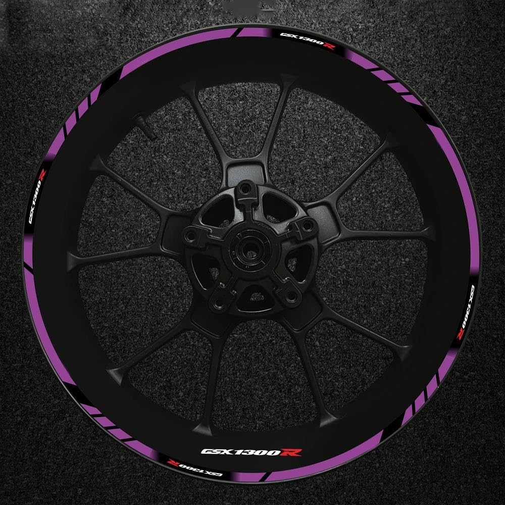 Decorative Stickers for Suzuki Gsx-r1300 for Hayabusa GsxR1300r Wheel Hub Stickers, Tire Rims, and Rim Modification Reflective Motorcycle Set of Decals(Purple)