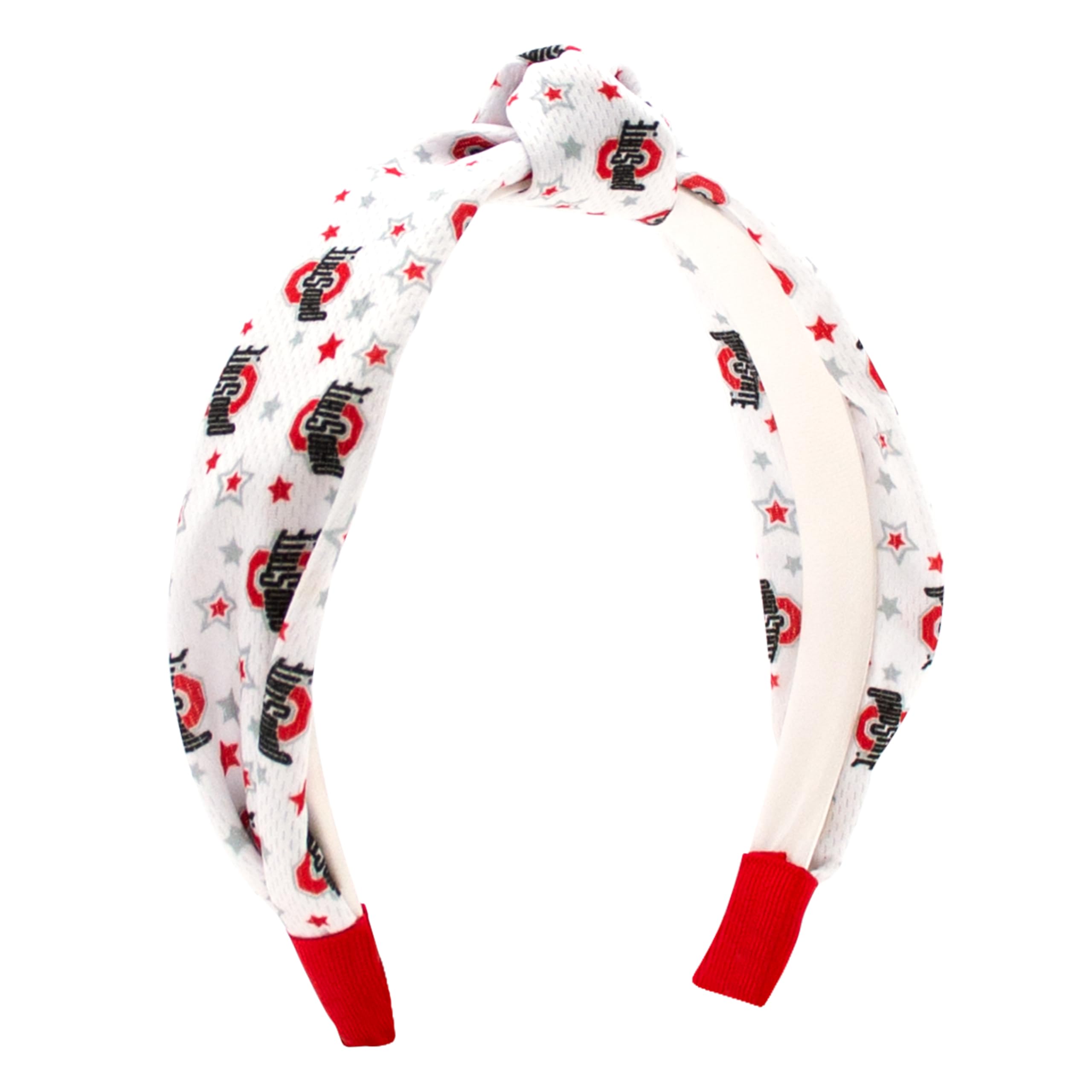 Wee Ones Divine Creations, Girls' Signature Collegiate Logo Print Grosgrain Knot Headband, One Size, Ohio State Buckeyes