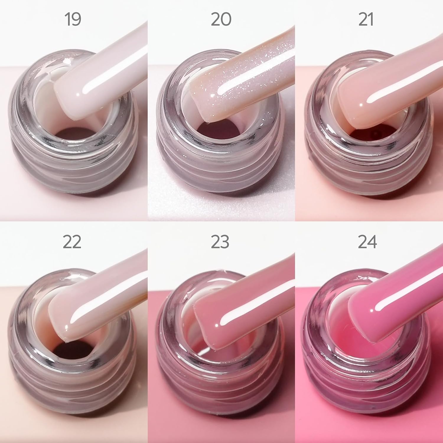 CANNI 6 Pcs 9 Ml Nude Pink Quick Builder Nail Gel Polish Set- Jelly Pink Builder for Nails Strengthener Gel Thickening Extension for Beginners DIY Home Salon Manicure
