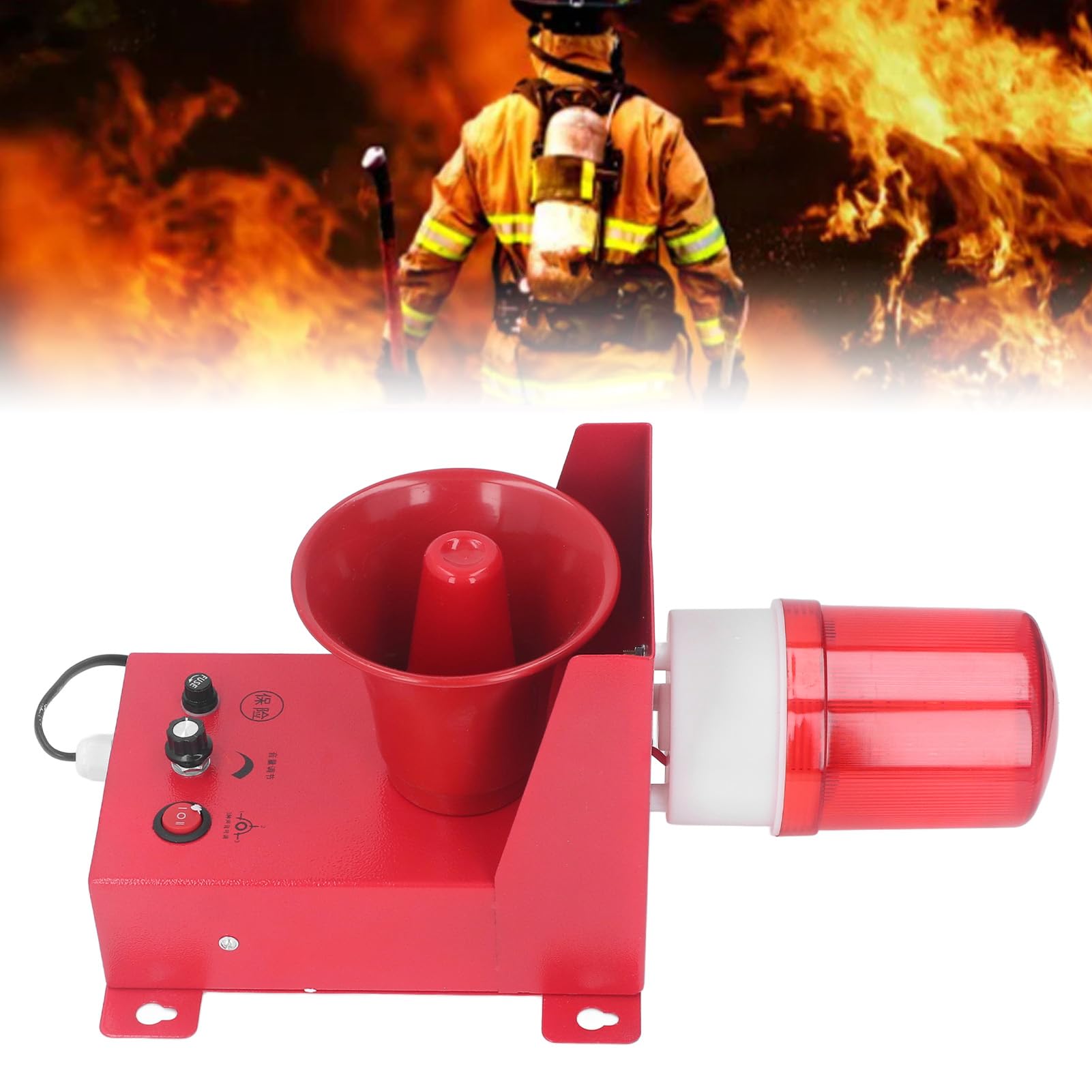 Luz de Advertencia LED Impermeable para Minas y fábricas - Alarma de luz de Sonido Industrial y Sirena estroboscópica de Emergencia de Alta Potencia - Volumen Ajustable de 130 dB (CC 24 V)