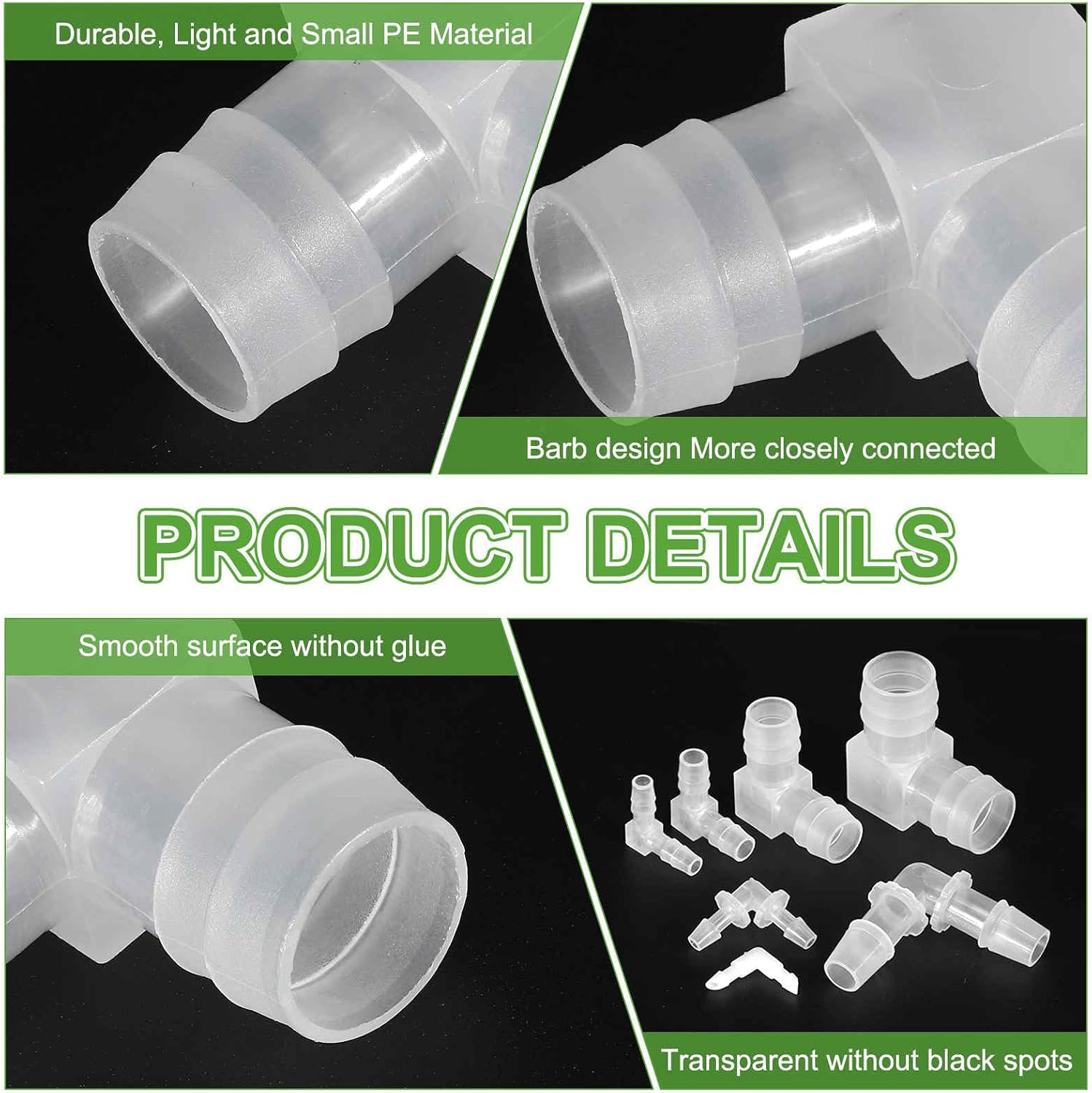 MECCANIXITY 7pcs Hose Barb 90 Degree Elbow l Fitting, 9/16" OD Plastic Hose Barb Pipe Fitting Splicer Mender Joint Adapter for Water Liquid Fuel Line Tube, Clear
