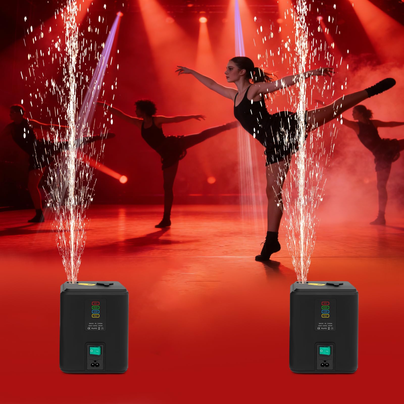 Macchina elettronica pirotecnica da 350 W, mini macchina per scintille a freddo, portatile, con telecomando, effetto palcoscenico verticale, per feste DJ, eventi sportivi