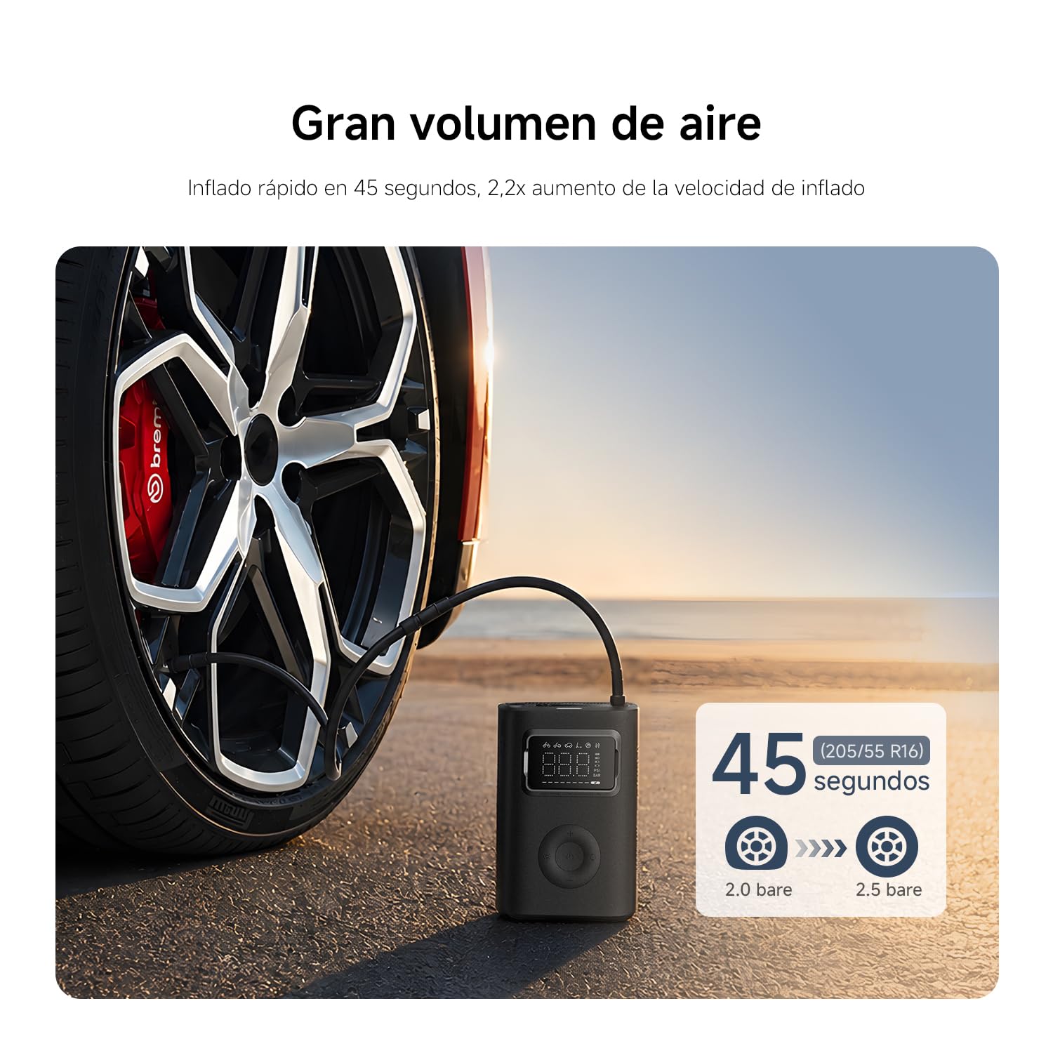 Xiaomi Portable Electric Air Compressor 2 Pro, Batería 2500 mAh, 5 Modos, 150 PSI, Apagado Automático, Pantalla Digital & Luz LED, USB‑C – Ideal para Coche, Bicicleta, Moto, Patinete & Balones