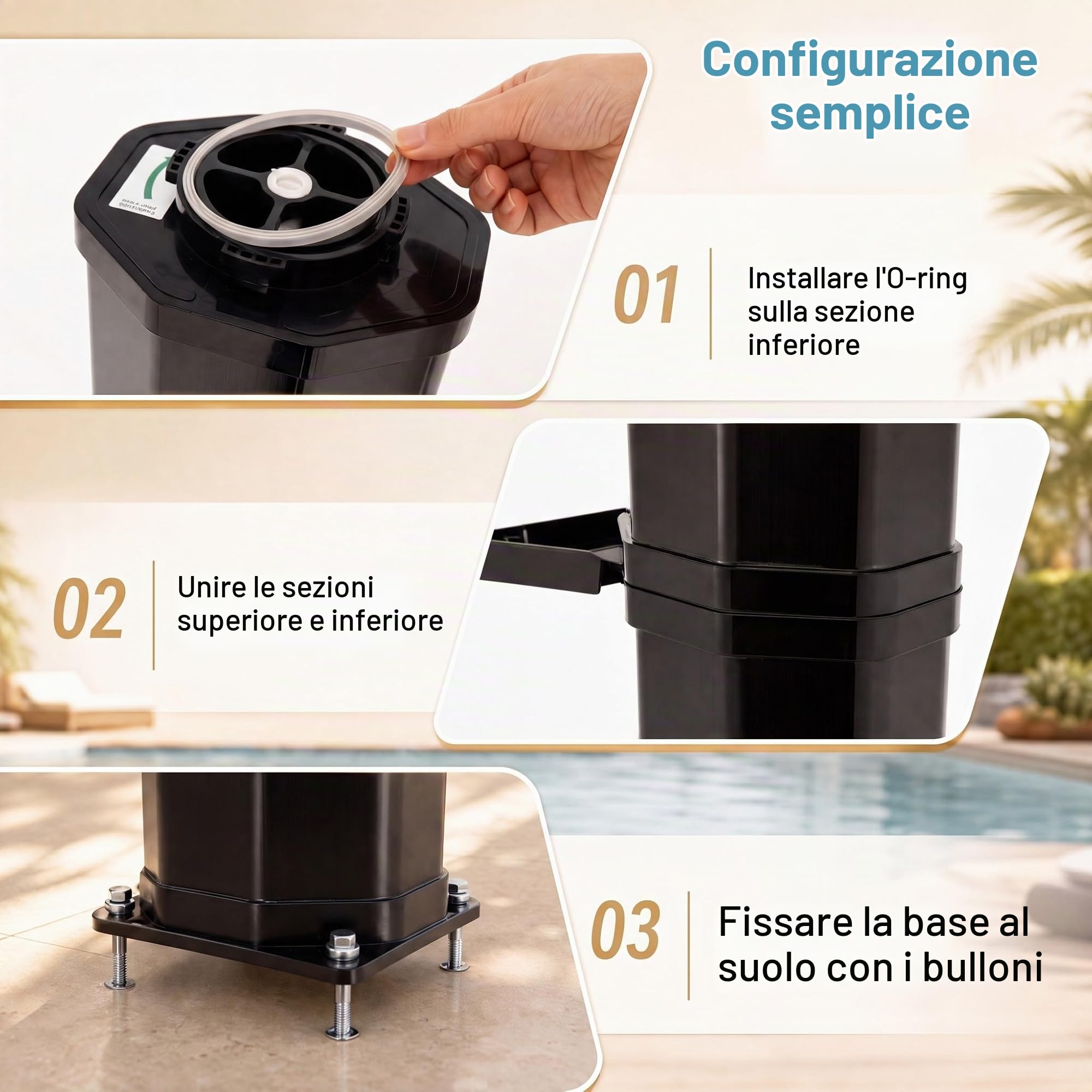 HOMASIS Doccia Solare da Giardino, 60L, 60°C, con Soffione Girevole, Rubinetto Lavapiedi, Miscelatore Acqua Calda e Fredda, Portasapone e Coperta Protettiva, per Esterno, Campeggio e Piscina (Nero)