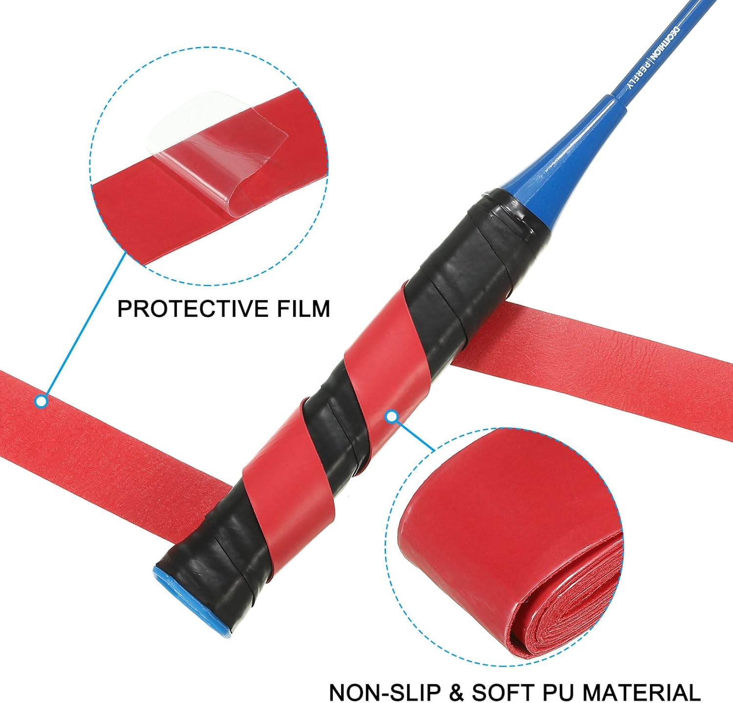 PATIKIL テニスラケットグリップテープ、滑り止め吸収PUバドミントンオーバーグリップラケットグリップテープ野球ピックルボールパ