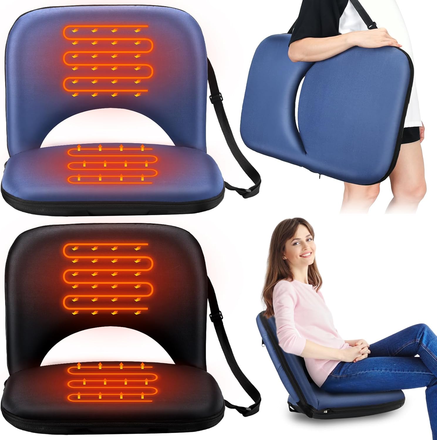 HEYUEDAJK 2PC DualSided Heated Stadium Seats for Bleachers