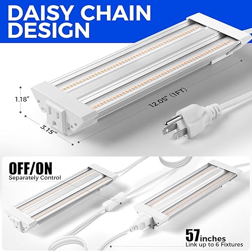 Miniatura 38 de Barrina Luces de cultivo para inicio de semillas, alto PPFD, espectro completo, enlazables, luces de cultivo colgantes para plantas