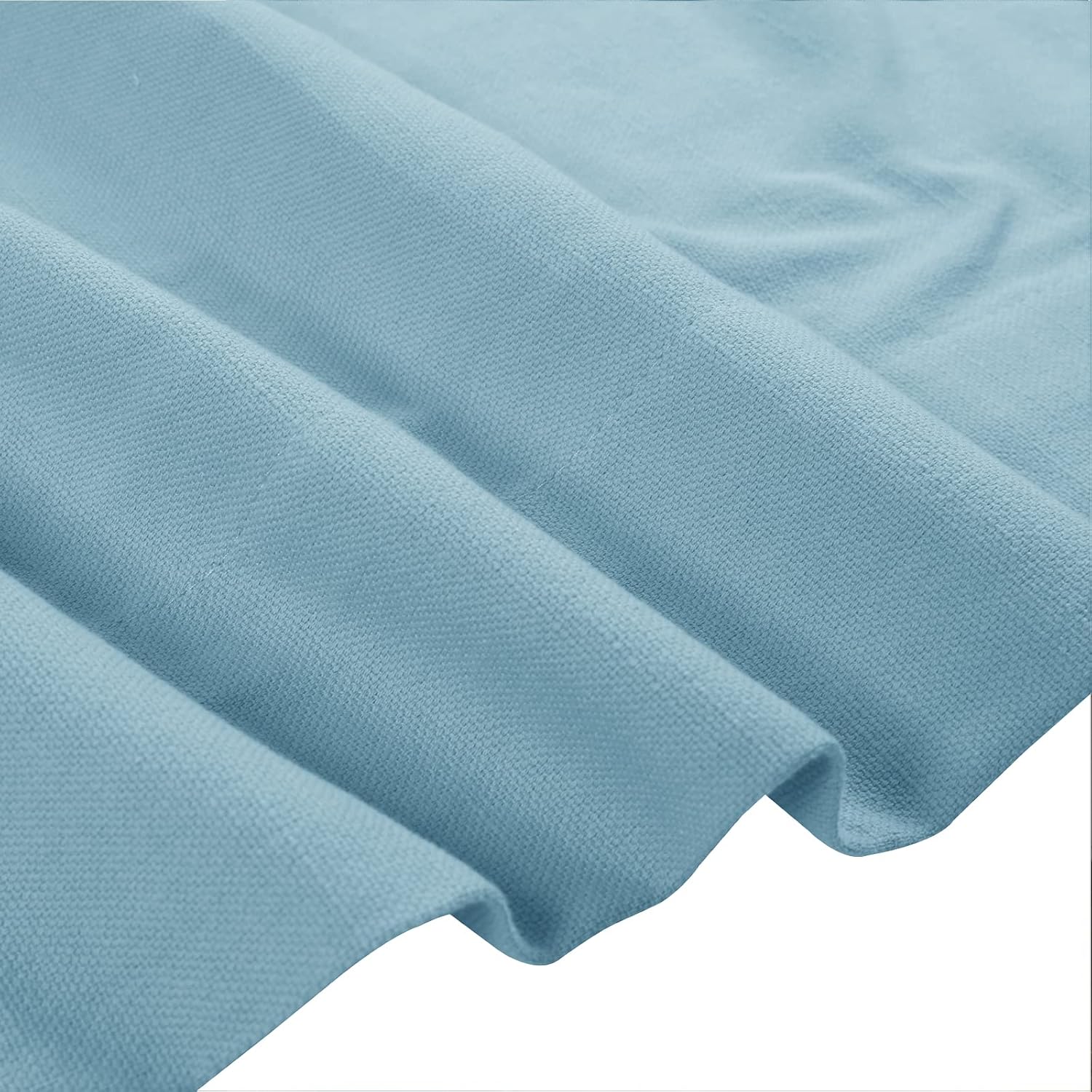 ChadMade Pure Cotton Curtains Blue 2 Panels 27Wx63L Pinch Pleat Draperies 63 Inches Long Curtain Panels Light Filtering Cotton Duck Curtains for Nursery Bedroom Living Room, BOZI Collection