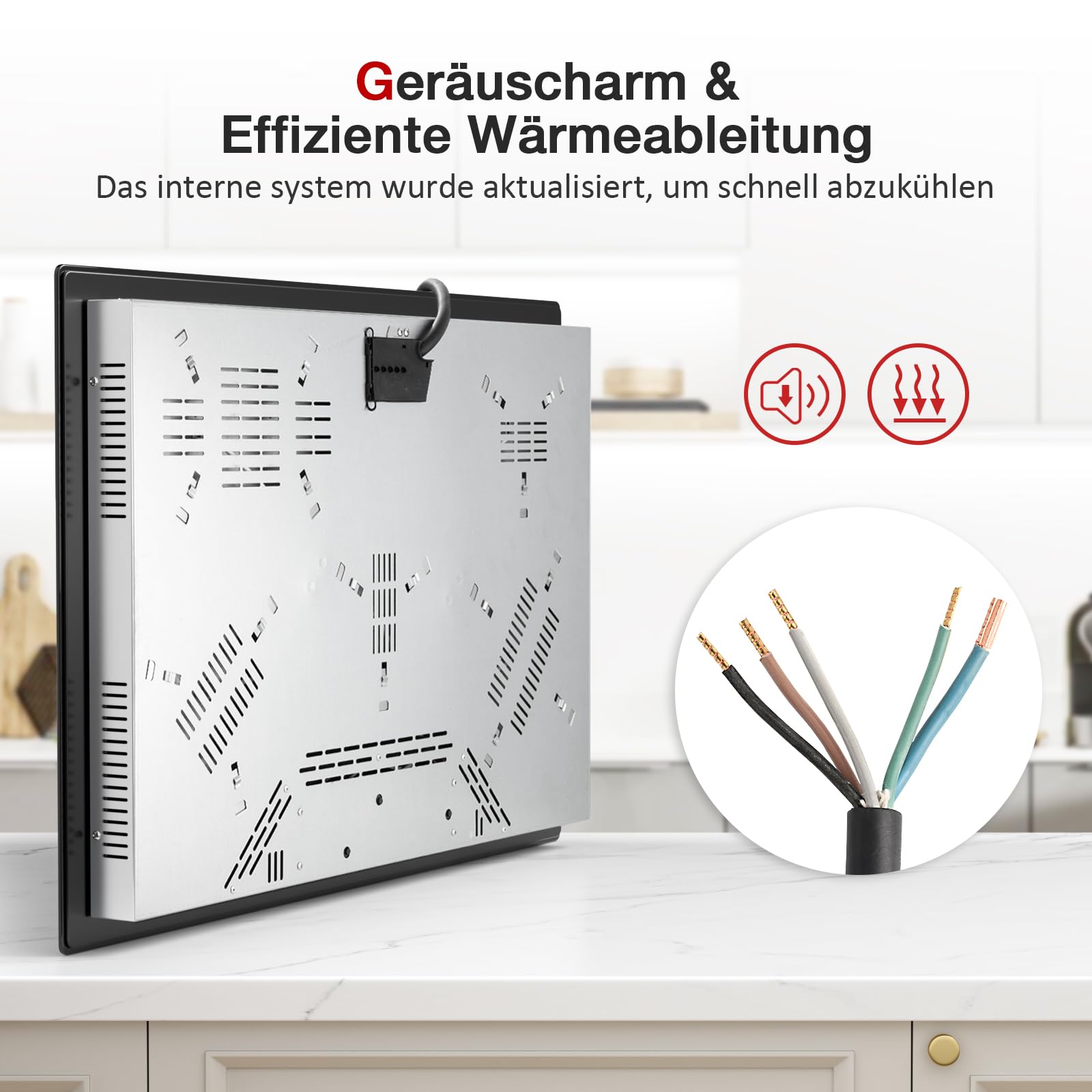 Glaskeramikkochfeld 5 Platten 77cm 8600W 5 Zonen IsEasy Einbau Kochfeld