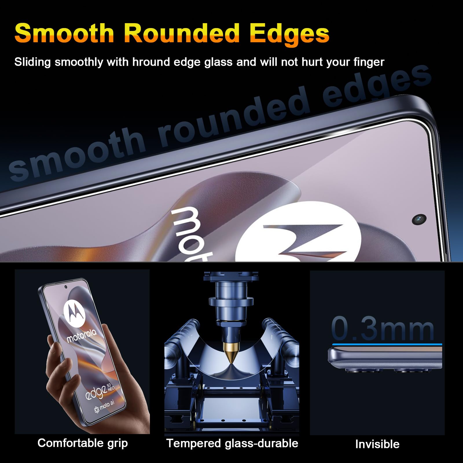 QULLOO Folie ochronne dla Motorola Moto Edge 50 Neo, 2 sztuki folii ochronnej na wyświetlacz z 2 sztukami osłon na obiektywy, 9H twardość Szkło hartowane HD Przezroczyste osłona antyrysunkowa dla
