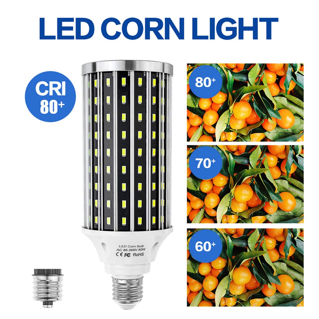 LED Maíz Bombilla Luz De Maíz 220V Bombilla LED E27 Luz De Vela 6000K Luz Diurna [13.800 Lúmenes] En Lugar De 400W De Halogenuros Metálicos Por Vatio Utilizada En Talleres De Garaje, Etc,White e27