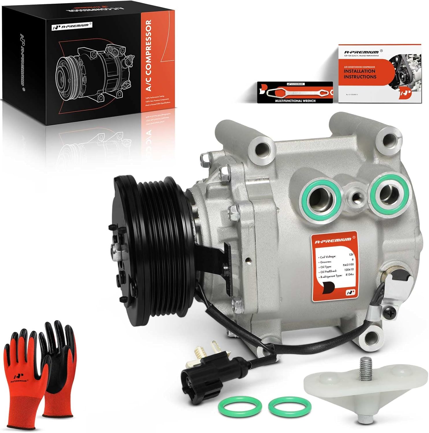 A-Premium Air Conditioner AC Compressor with Clutch Compatible with Jaguar S-Type 2000-2008, X-Type 2002-2008 & Lincoln LS 2000-2005, 2.5L 3.0L