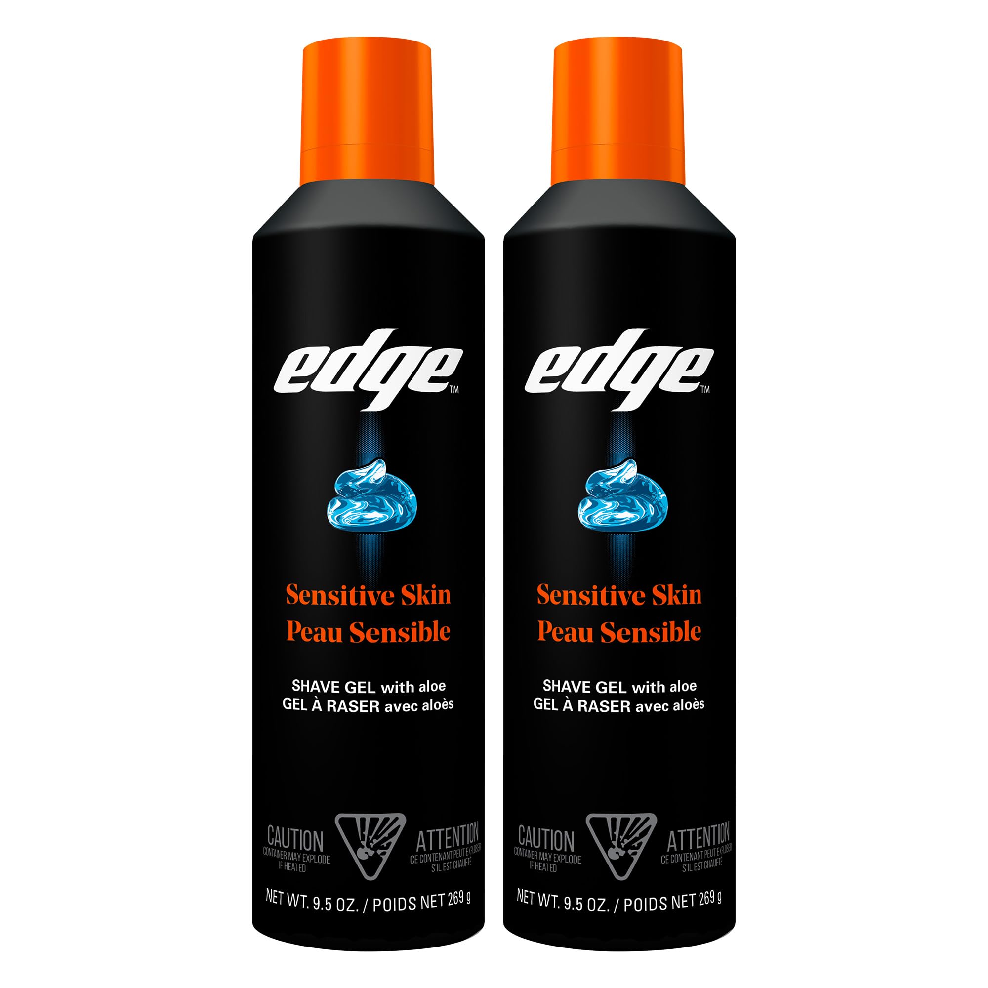 Edge Shaving Gel for Men, 9.5oz, 2 Pack Mens Shave Gel with Aloe, Mens Shaving Cream Sensitive Skin Shave Gel - Moisturizes, Protects, and Soothes