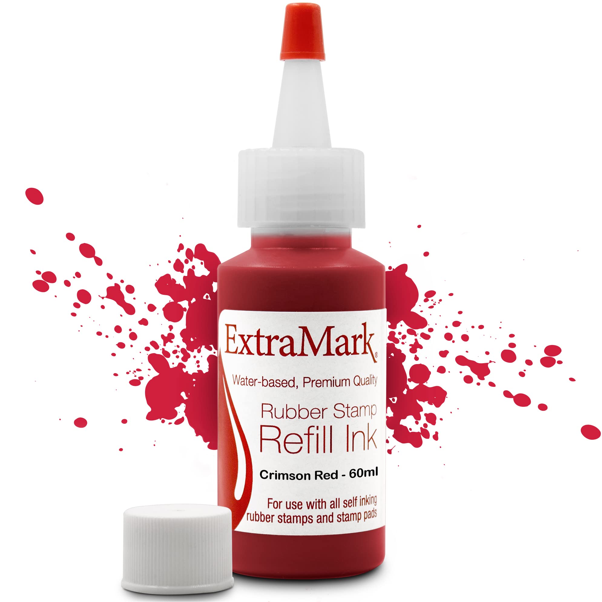 ExtraMark Tinta de recambio para sellos autoentintados y almohadillas de sellos, 60 ml, tinta de color rojo carmesí.