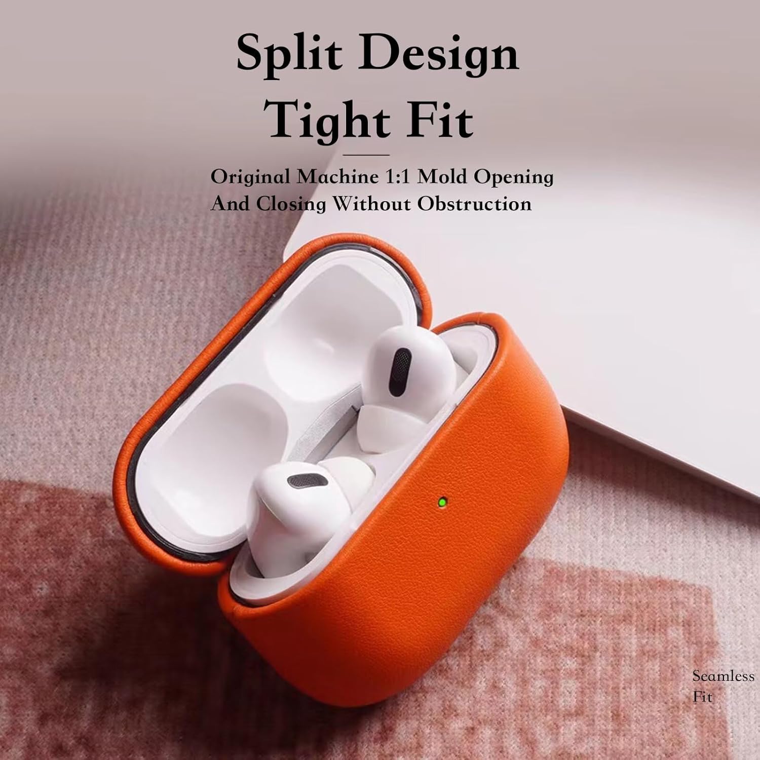 Case for AirPods 2,Genuine Leather Fully-Wrapped Headphones Cases Shockproof Protective Earphone Cover for AirPods 2