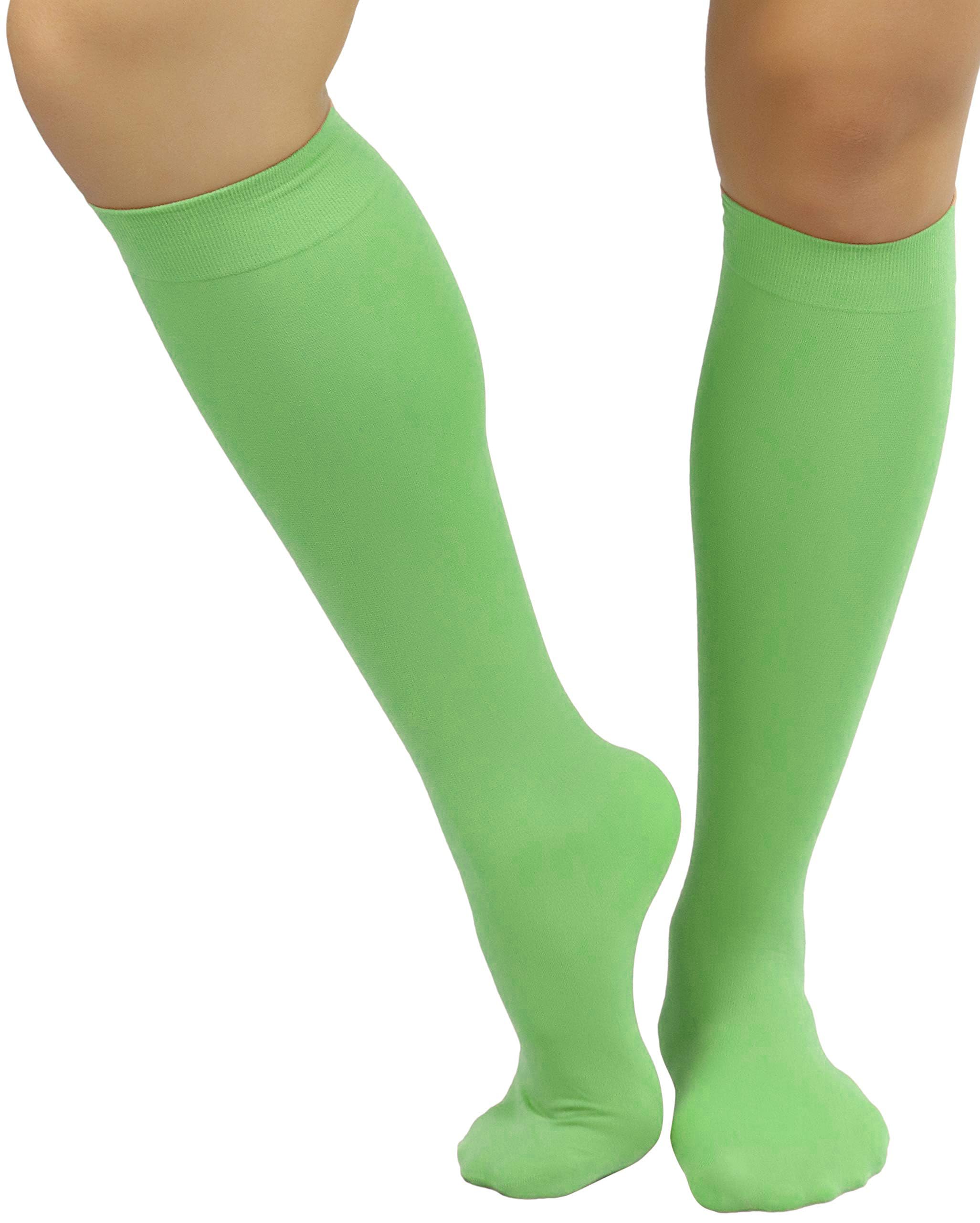 ToBeInStyle Women’s Opaque Knee High Nylon Fashion Socks Solid &amp; w/Front Satin Bow