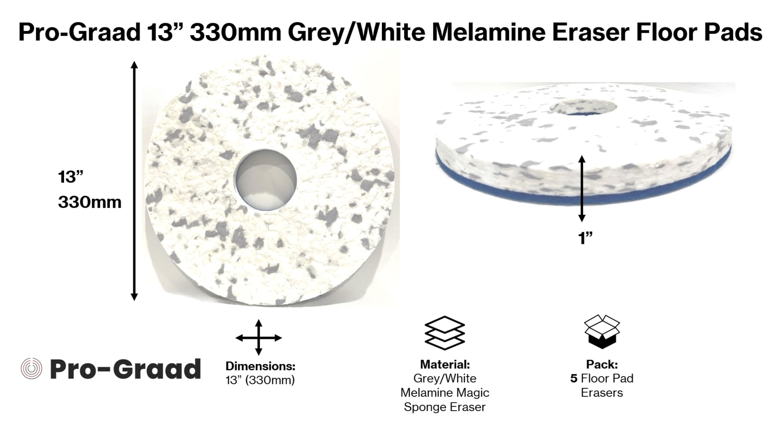 Pro-Graad Grey/White Melamine Eraser Floor Pad