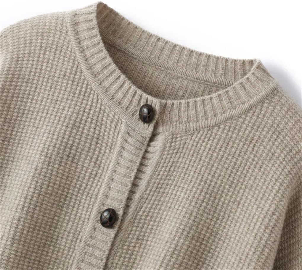 Chic Single Breasted Soft Sweater Thick Warm Women's Solid Color O-Neck Sweater Regular Fit