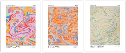 Hwetui Pósteres abstractos degradados retro coloridos en lienzo de aura para pared, impresiones psicodélicas de moda, pintura minimalista de