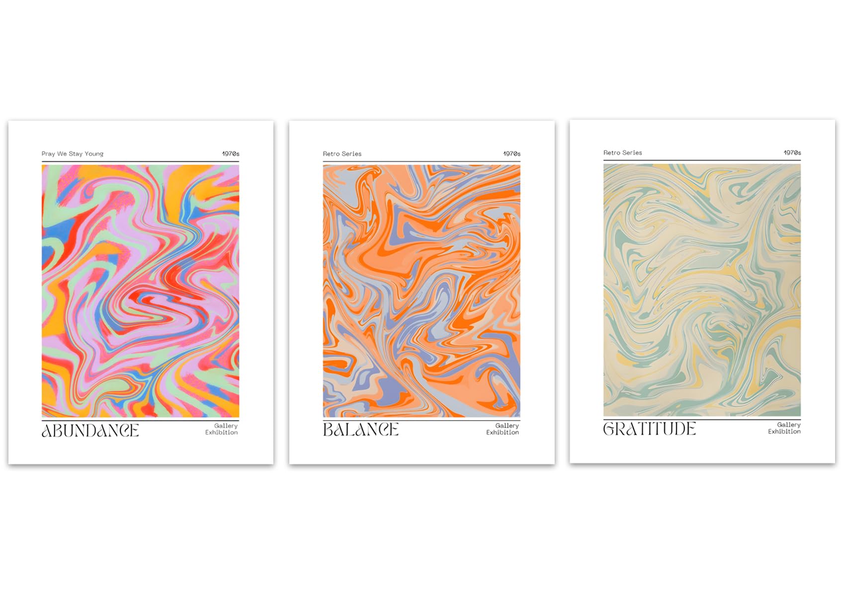 Hwetui Abstract Gradient Posters Retro Colourful Aura Canvas Wall Art Trendy Psychedelic Prints Minimalist Preppy Painting Pastel Picture Home Decor Aesthetic for Living Room12''x16''x3 Unframed