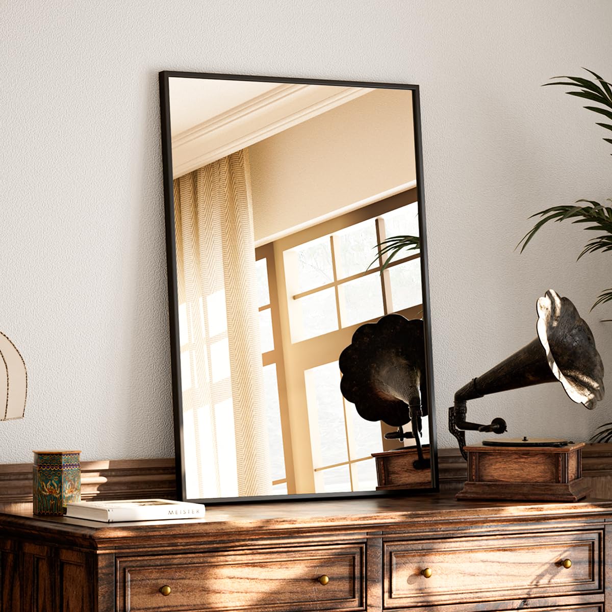 VETROVUE Black Bathroom Mirror, 24x36 Inch Wall Mirror with Aluminum Alloy Frame, Modern Shatterproof Tempered Glass for Bathroom Bedroom Living Room, (Horizontal/Vertical)