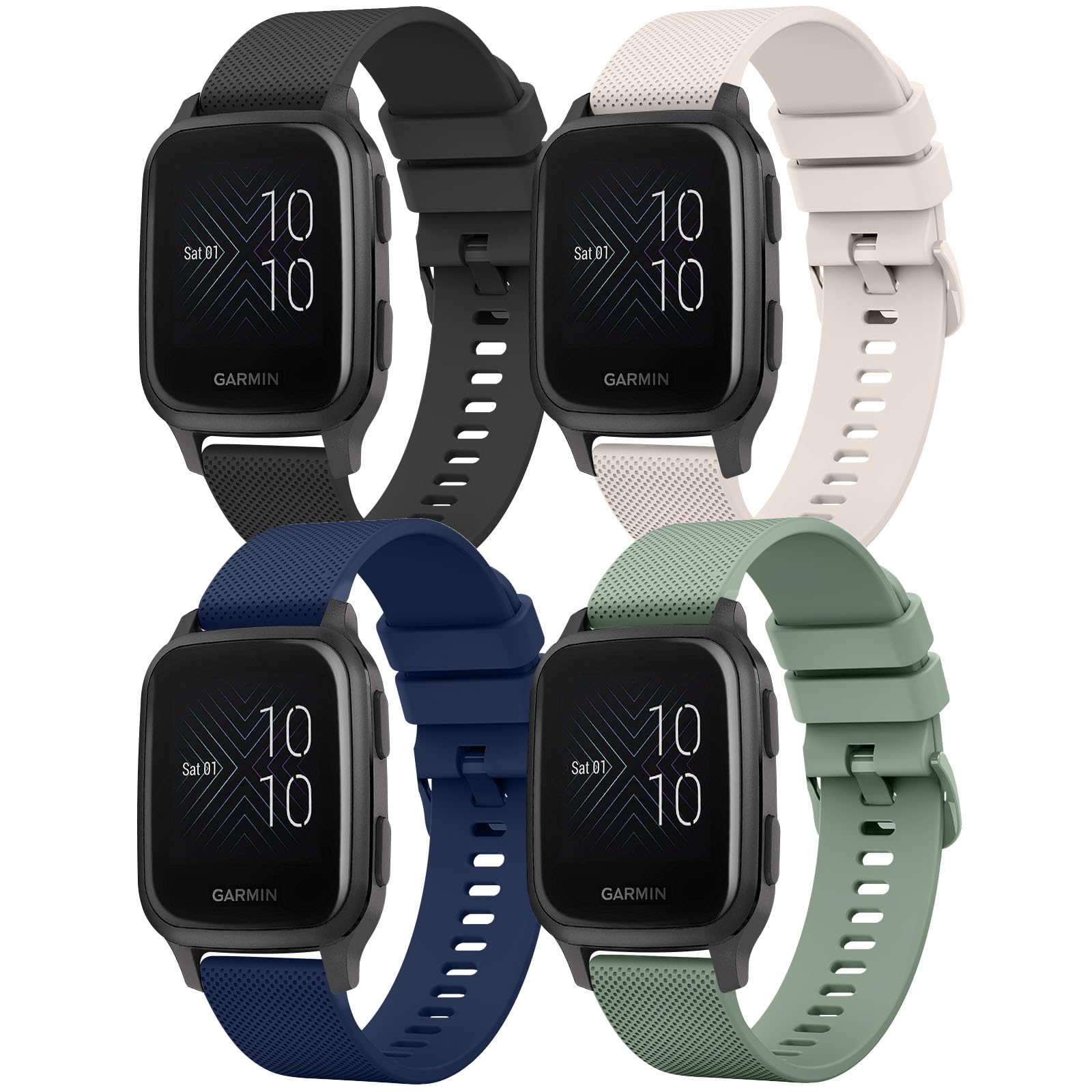 4 Pack Bands for Garmin Venu Sq Watch Band Quick Release 20mm Soft Silicone Compatible with Garmin Venu