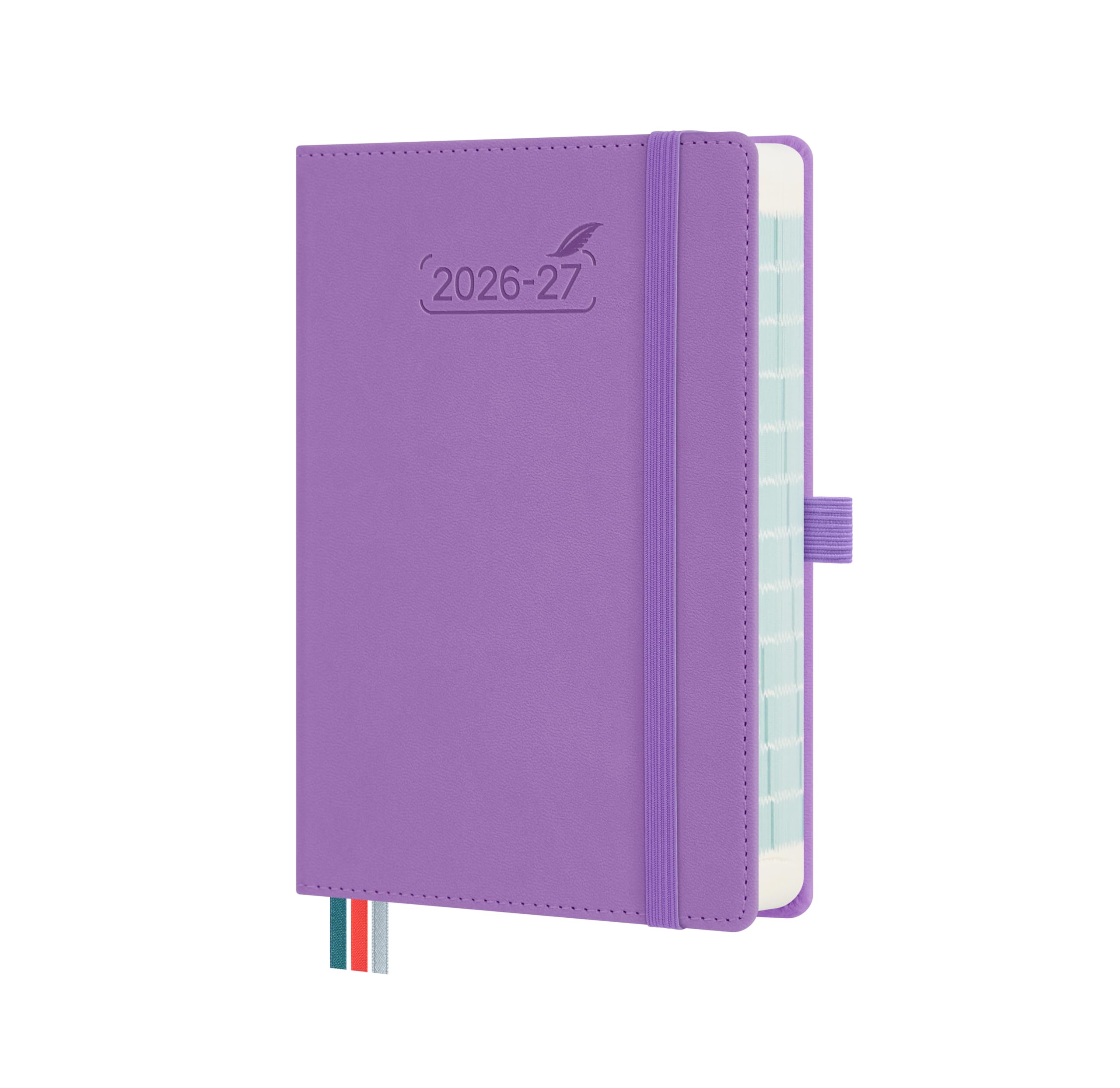 BEZEND Academic Diary 2026-2027 Page A Day (Sept'26-Dec'27) Compact 18 x 13 cm. Daily Planner with Hourly Schedule & Back Pocket. Appointment Diary for Students & Work. PU Leather Hardback, Lavender — image 1