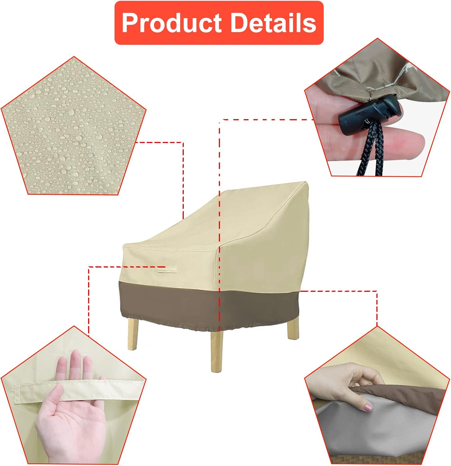 FuninCrea Garden Stacking Chair Cover, Patio Chair Covers Waterproof