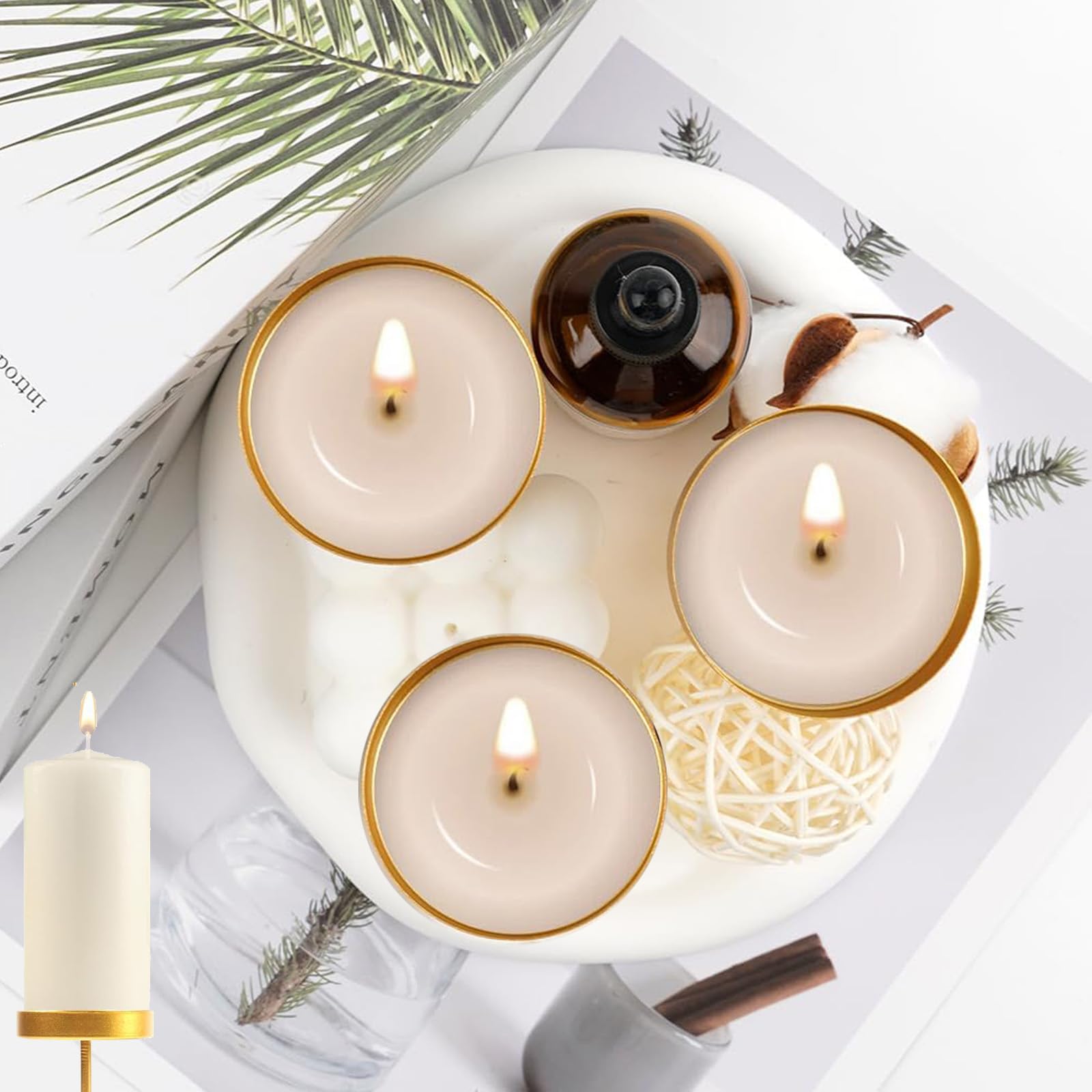 Bougeoir De Noël Métal Noir Avec Supports Bois - Pour 4 Bougies Chauffe-plat, Décoration Table, Salon, Ambiance Festive