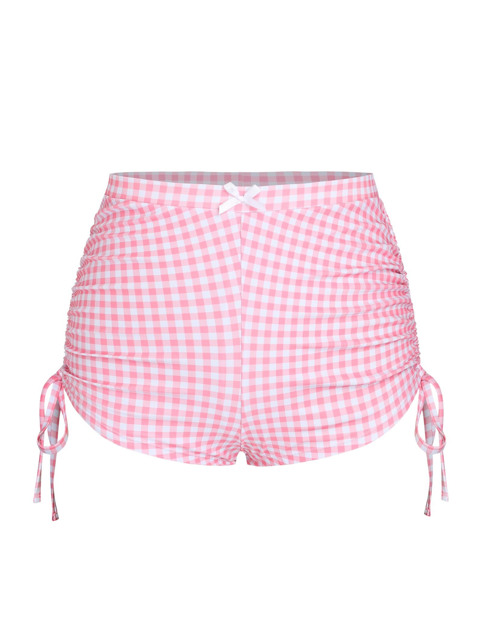 ZAFUL Women's Swim Shorts High Waisted Bow Gingham Floral Print Boyshorts Bathing Suit Swimsuit Bottoms Board Shorts