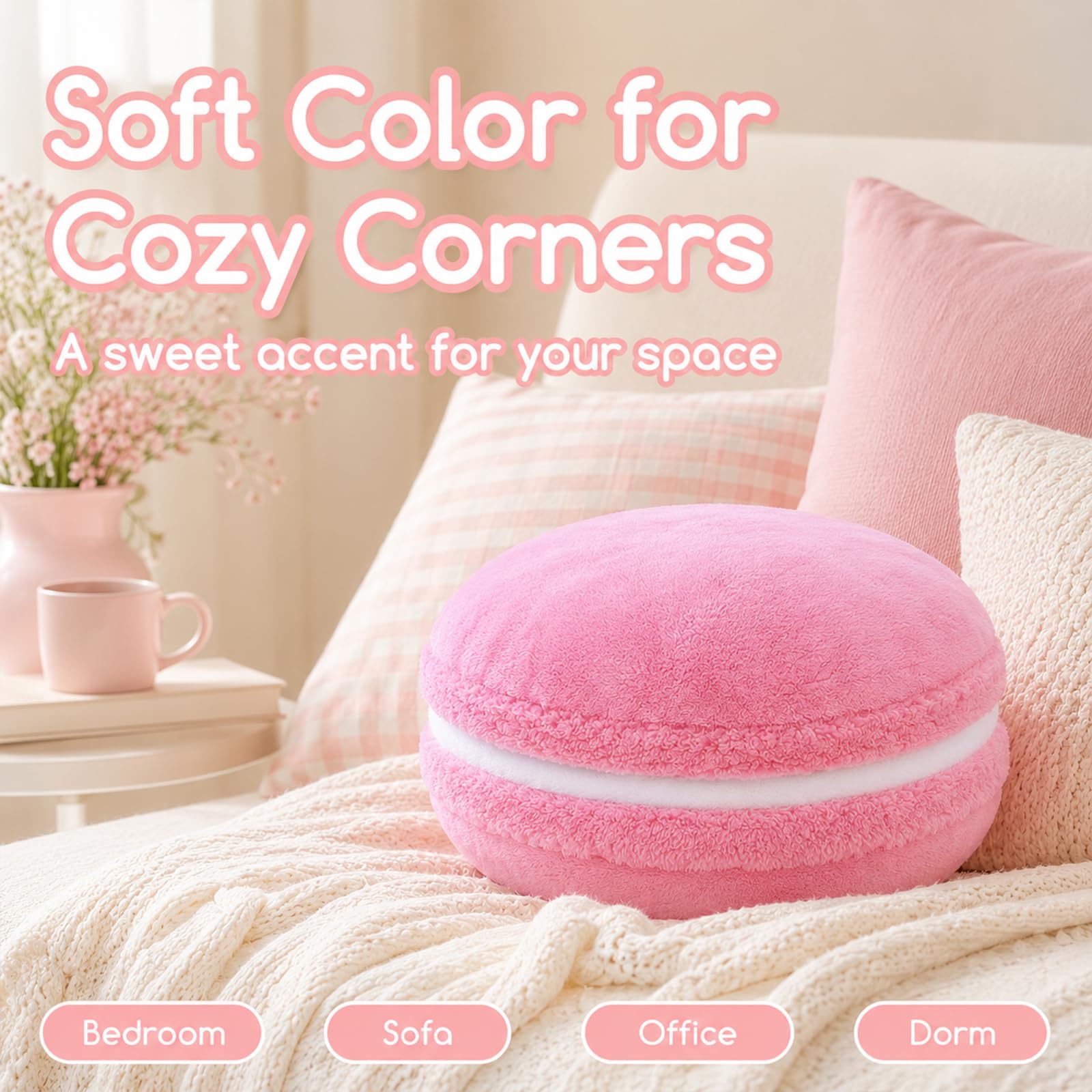 ChezMax Macaron Pillow Plush Back Bolster Cushion Microbead Throw