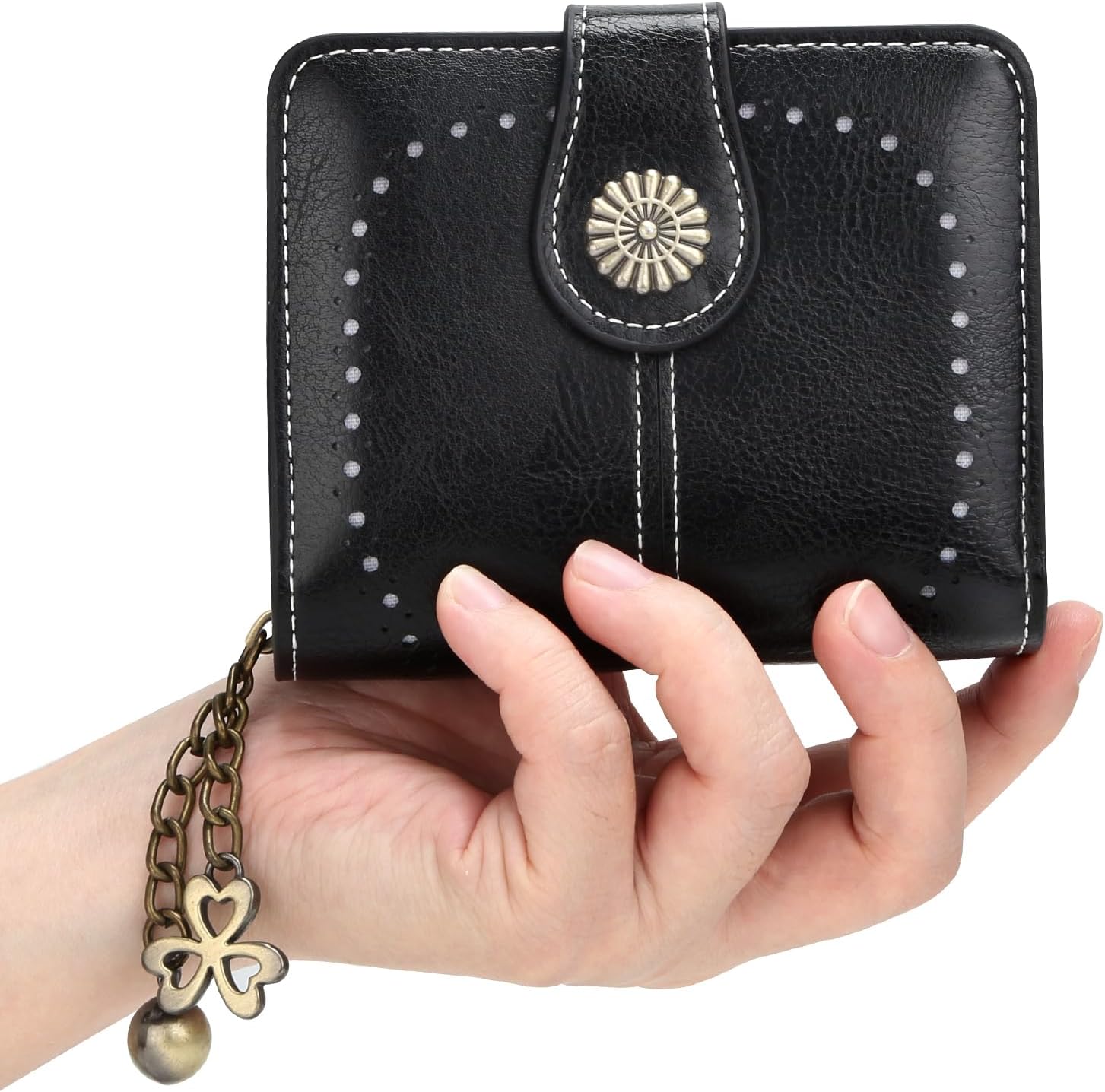 KUNWFNIX Wallet Women Small Leather Slim Wallet Bifold Womens Card Wallet with Zipper Coin Pocket ID Windows (Black 935) - Image 6