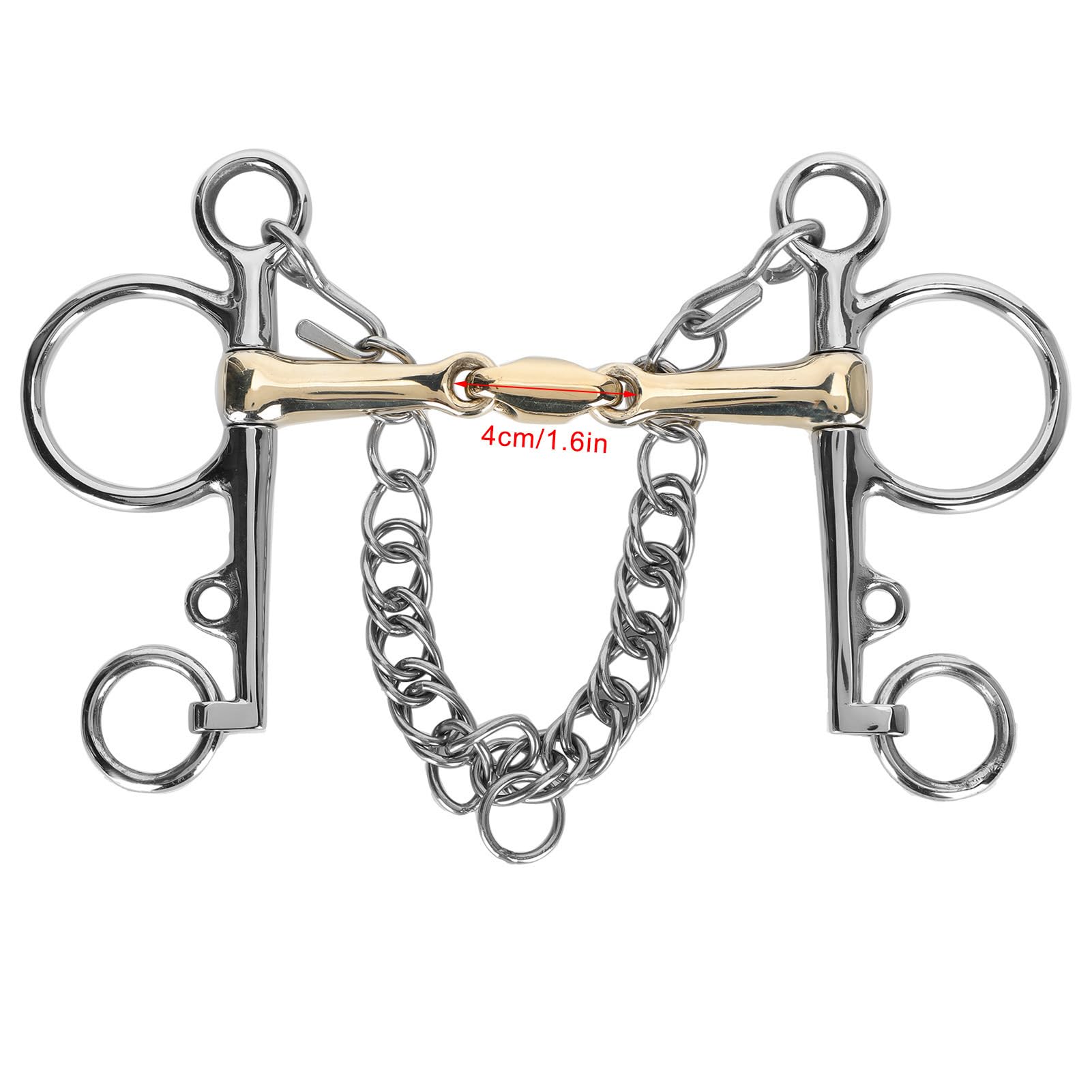 Broca para Caballo, Broca Pelham de Acero Inoxidable con Conector articulado de latón y Silicona, Accesorio para Montar a Caballo para Principiantes ecuestres