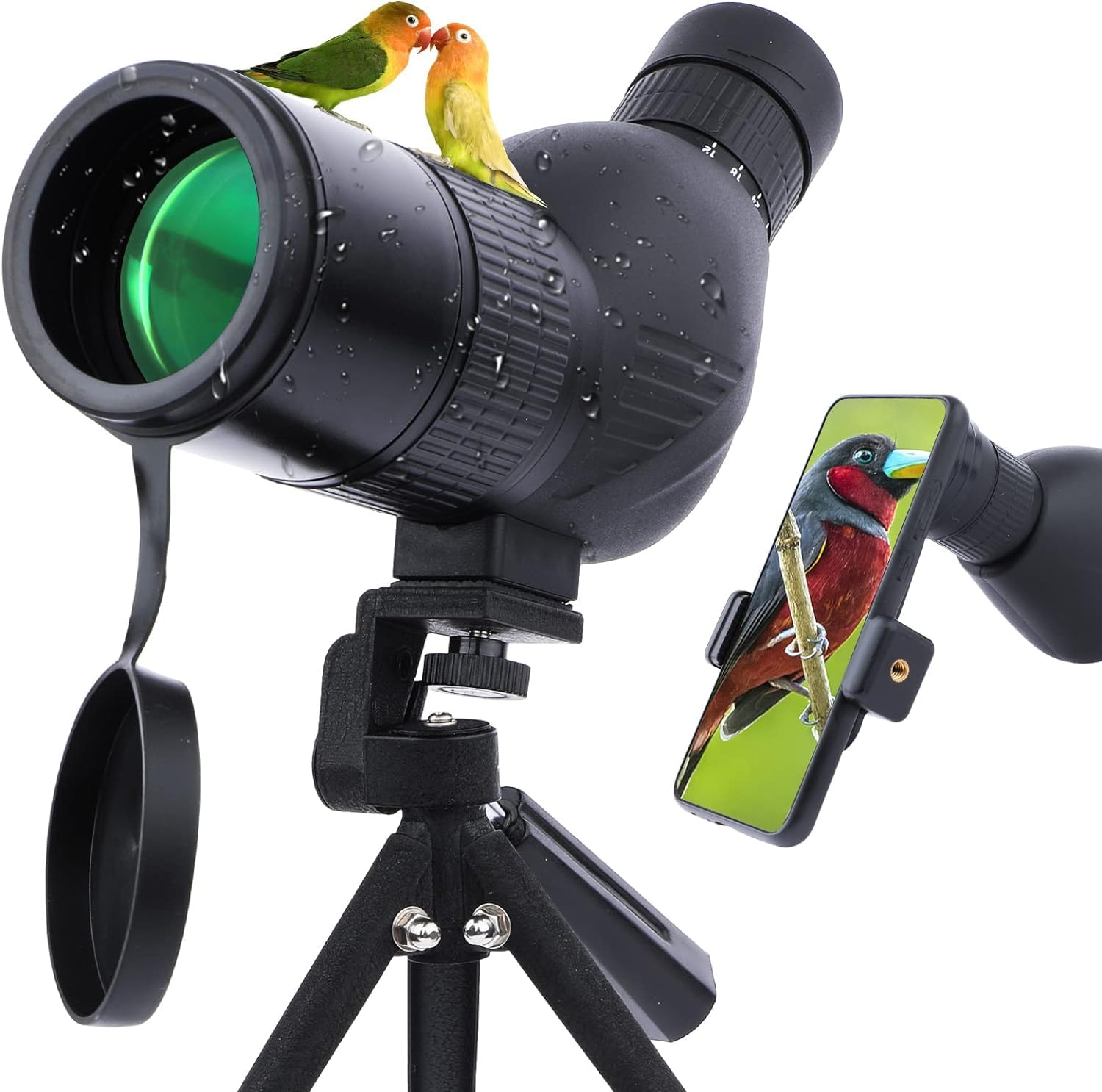 12-36x50 Spotting Scopes with Tripod Carrying Bag and Smartphone Adapter Straight Spotter Scope for Target Shooting Hunting Bird Watching