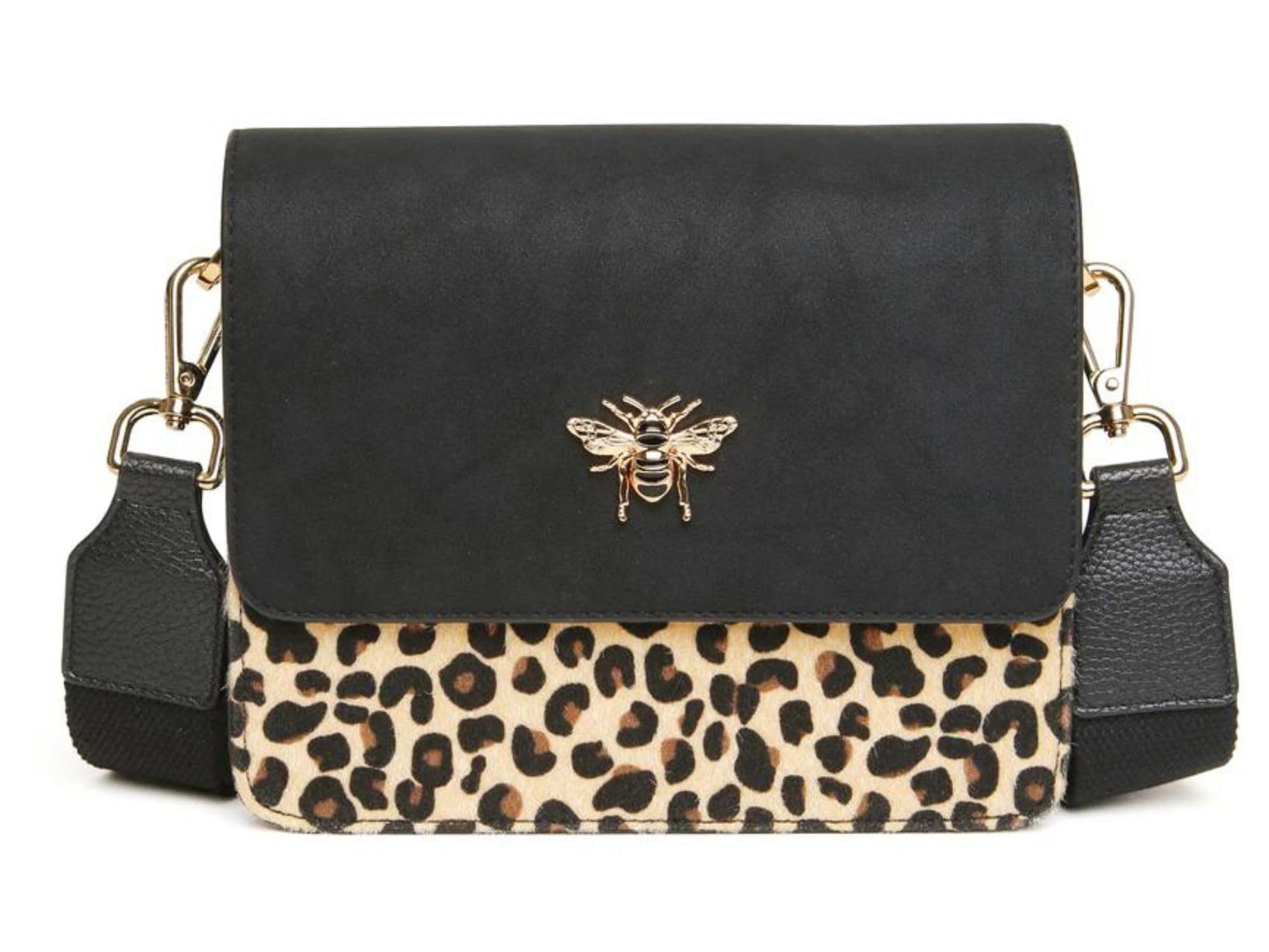 Bolso Bandolera FMG Alice Wheeler En Cuero Vegano - Diseño Con Abeja Dorada - Correa Ajustable Y Extraíble